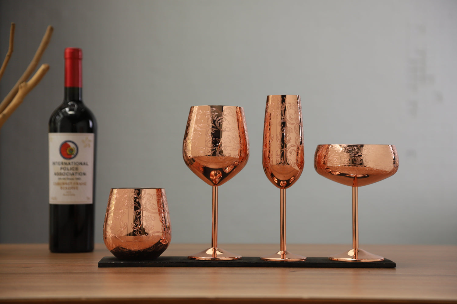 Skycrops etched stainless steel wine glass: tasting aesthetics and pragmatism