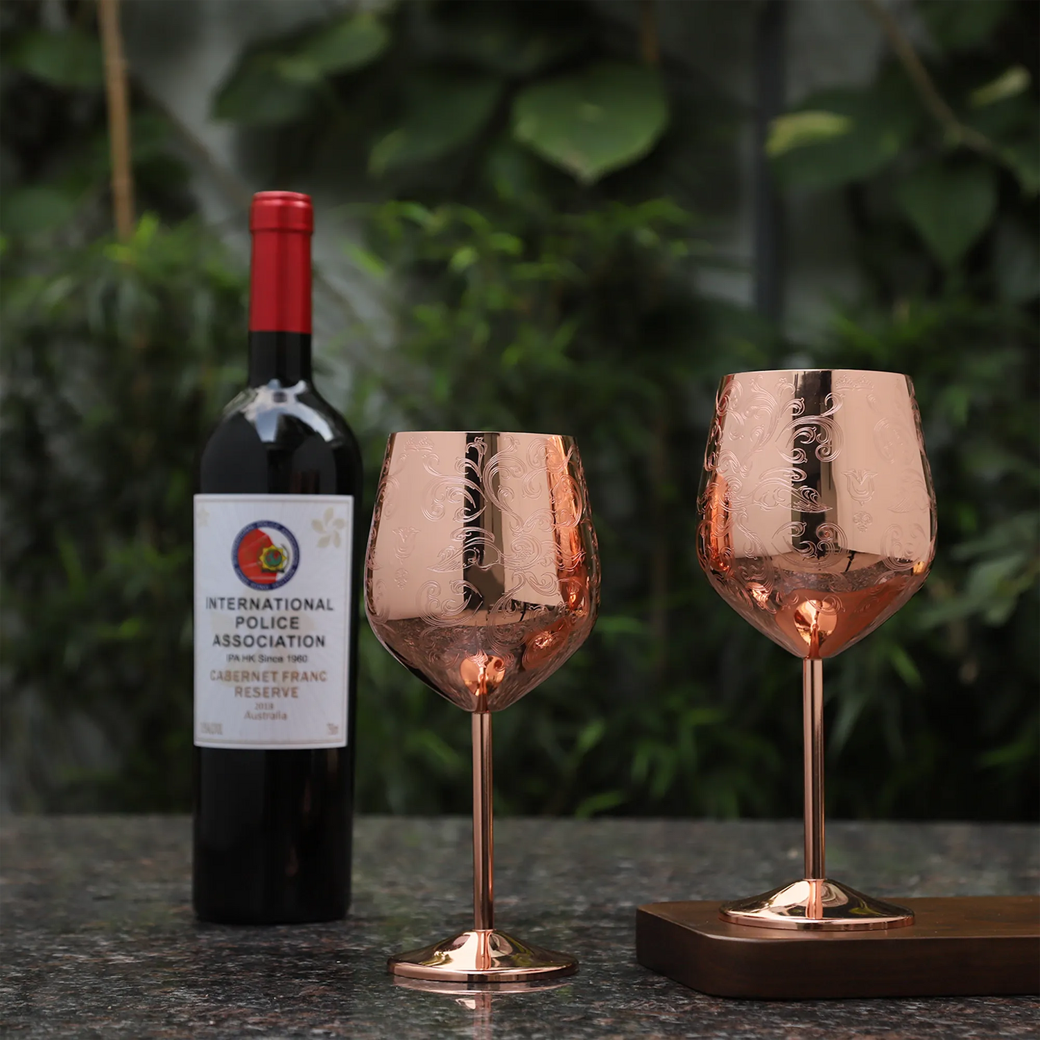 Elevate Every Sip with Etched Stainless Steel Wine Glasses