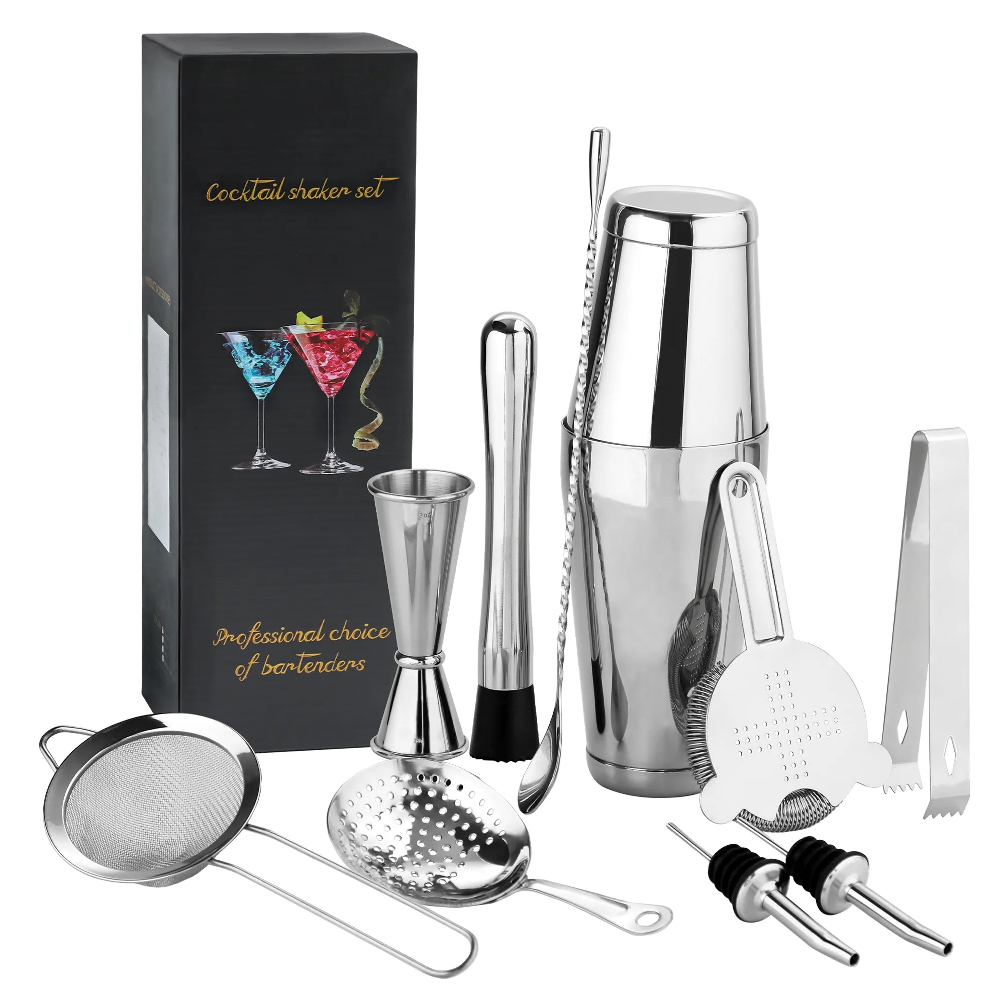 Skycorps Bartender Kit 28oz Mirror Cocktail Shaker Set-11 Pieces Stainless Steel Bar Tools