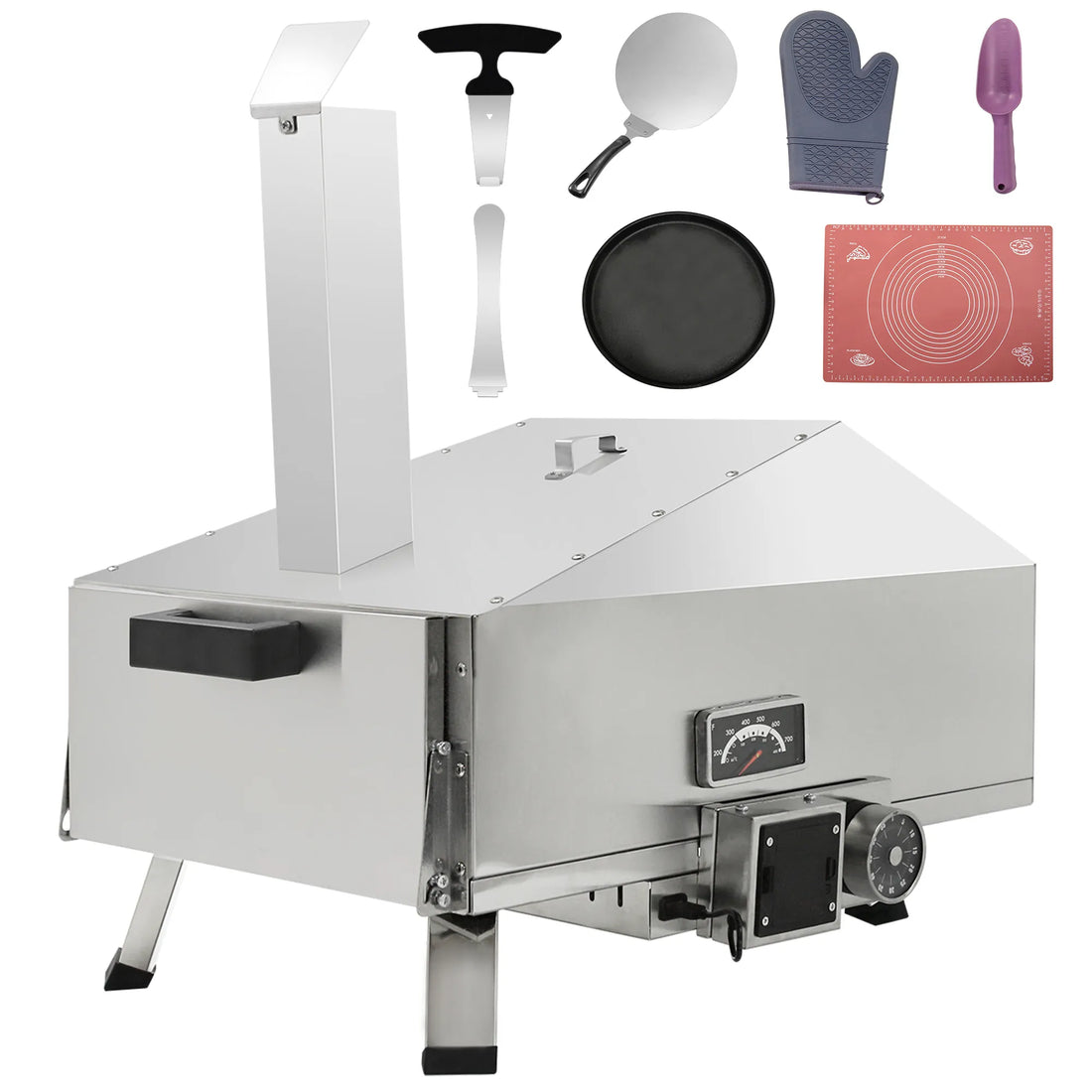 Skycorps Wood Fired Cyber Pizza Oven Silver Stainless Steel Pizza Oven