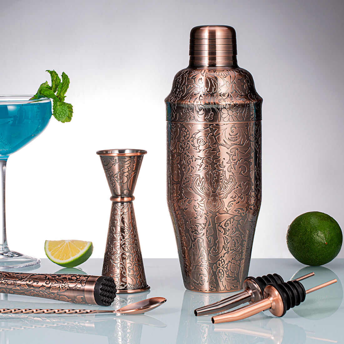 SkycorpsCopper Plated Cocktail Shaker Set