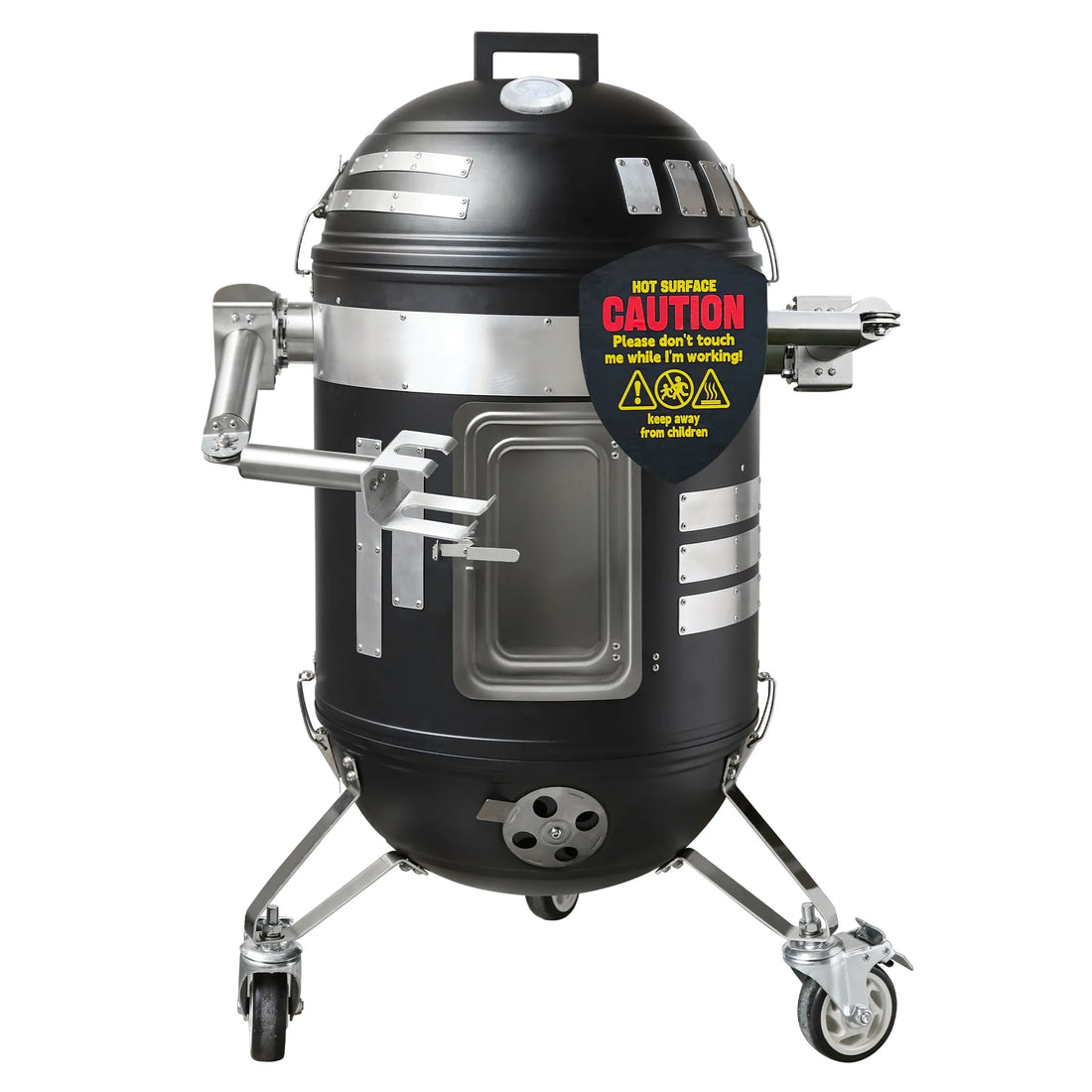 Skycorps 17 Inch Charcoal Barbecue Grill Portable 3 In 1 Meat Smoker Round Outdoor Home Party  Smoker Grill