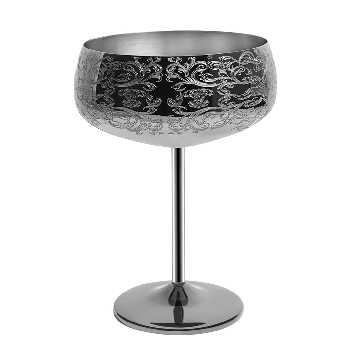 Skycrops Baroque Etching Martini Cocktail Glass Stainless Steel