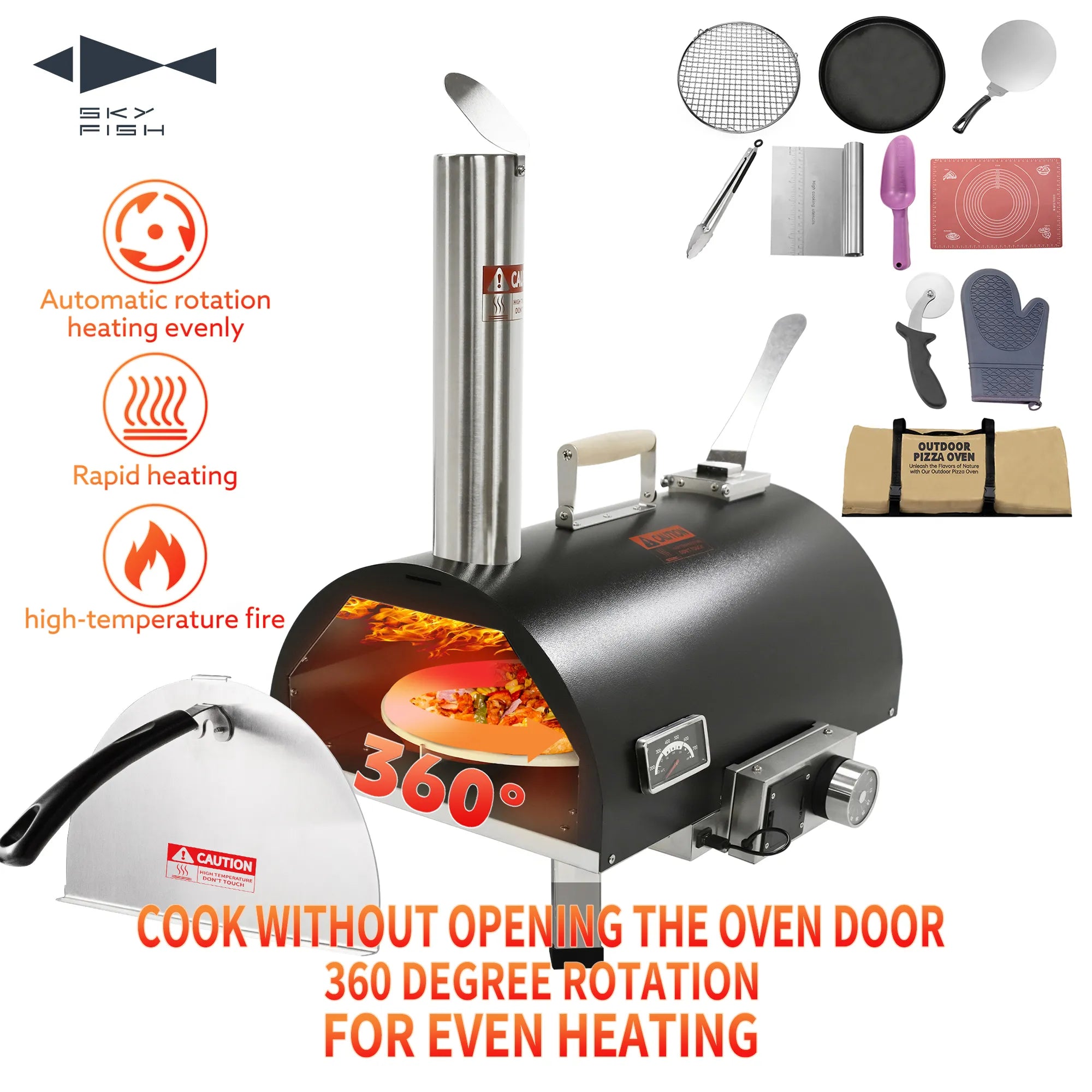 Skycorps Pizza Oven Automatic Rotating Outdoor Pizza Maker Oven