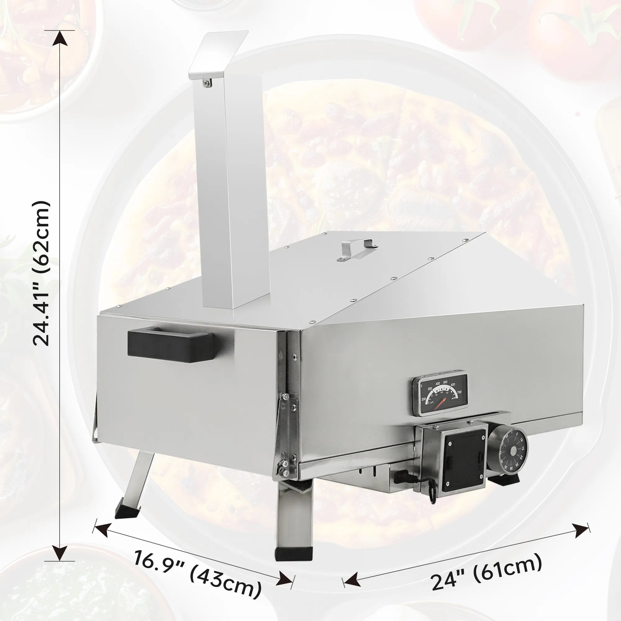 Skycorps Wood Fired Cyber Pizza Oven Silver Stainless Steel Pizza Oven