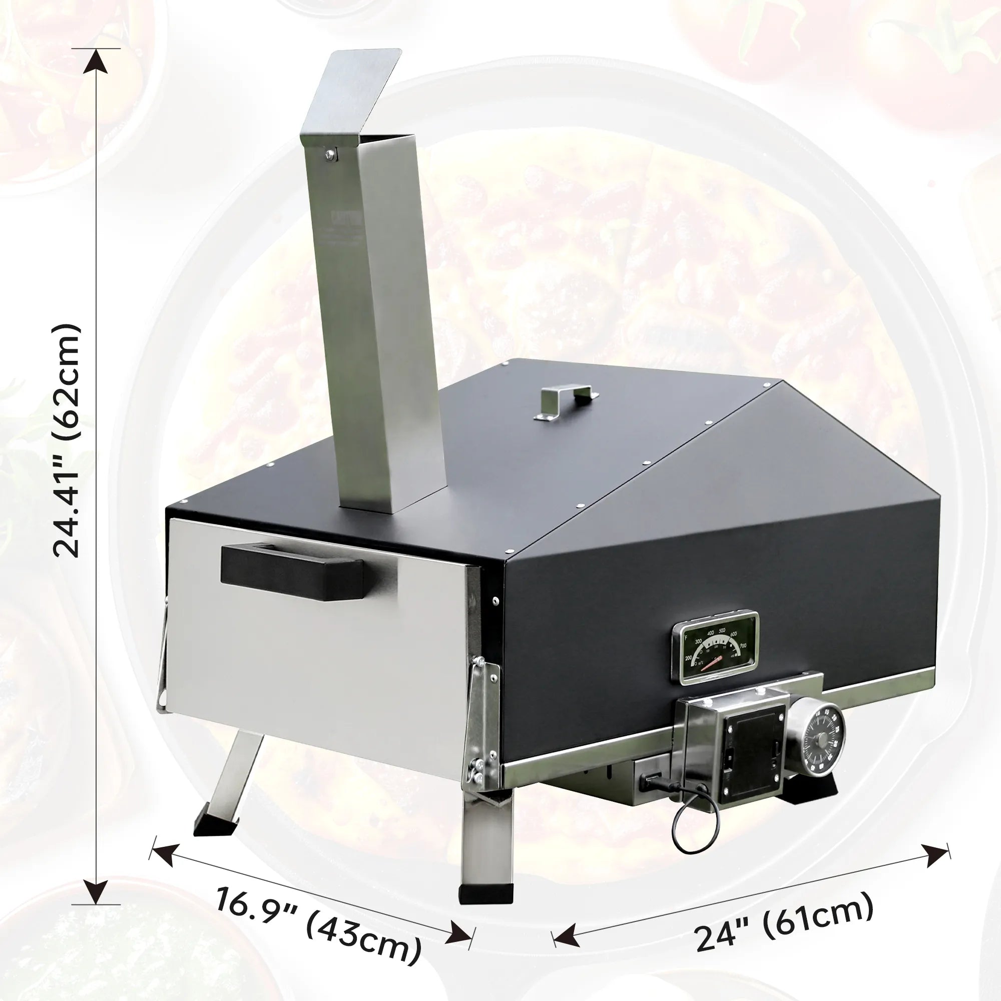 Skycorps Wood Fired Cyber Pizza Oven Silver Stainless Steel Pizza Oven