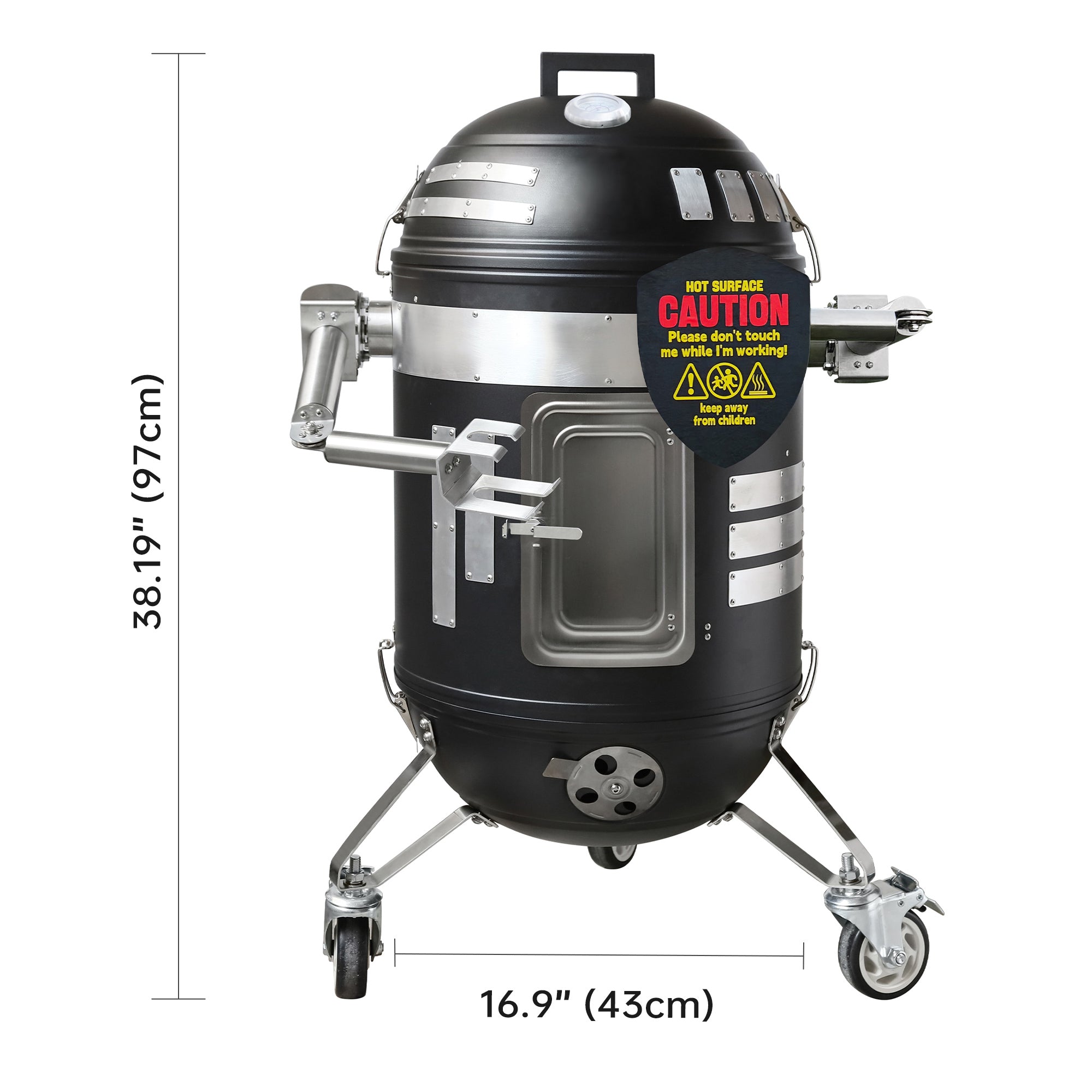 Skycorps 3 In 1 Charcoal Smoker Grill Heavy Duty Round Outdoor BBQ Grill Spacebot Smoker Grill