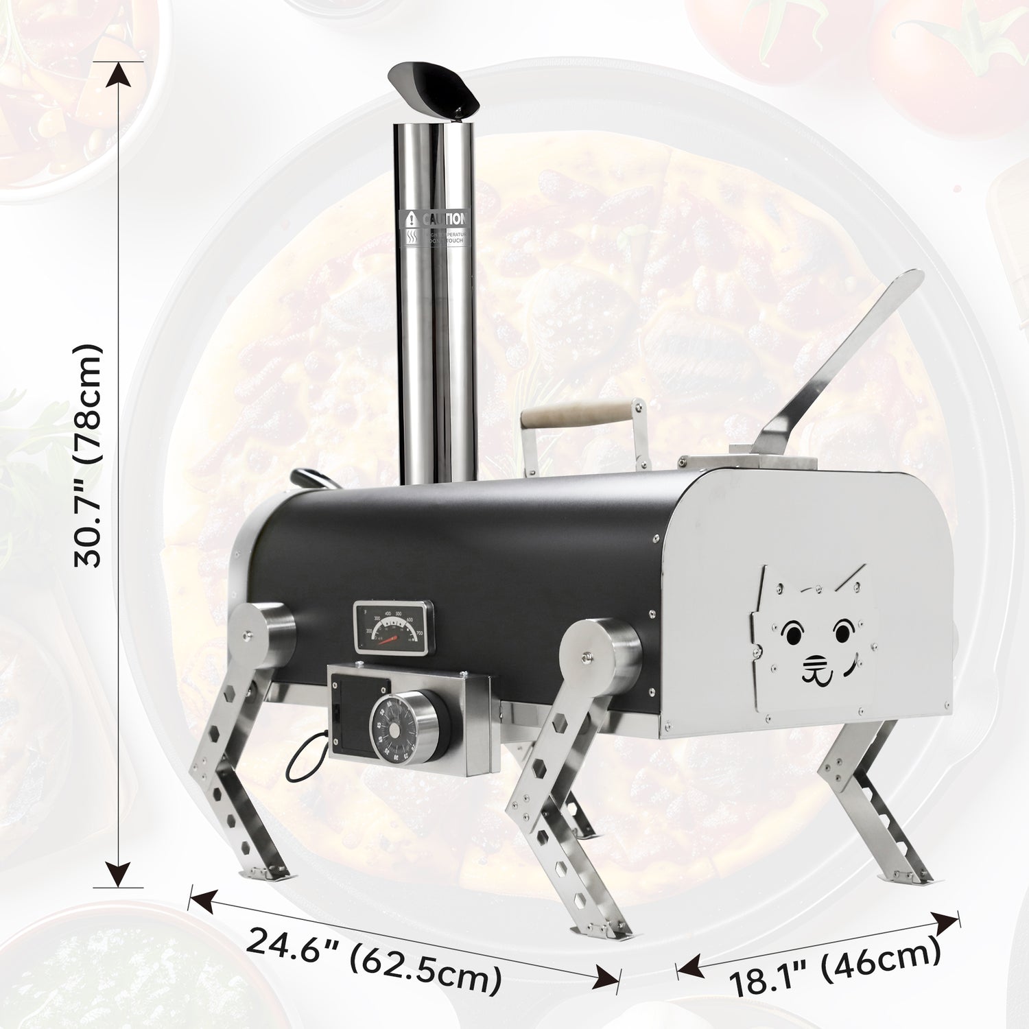 Skycorps Outdoor Wood Fired Pizza Oven Stainless Steel Automatic Rotating Pizza Oven For Backyard Camping