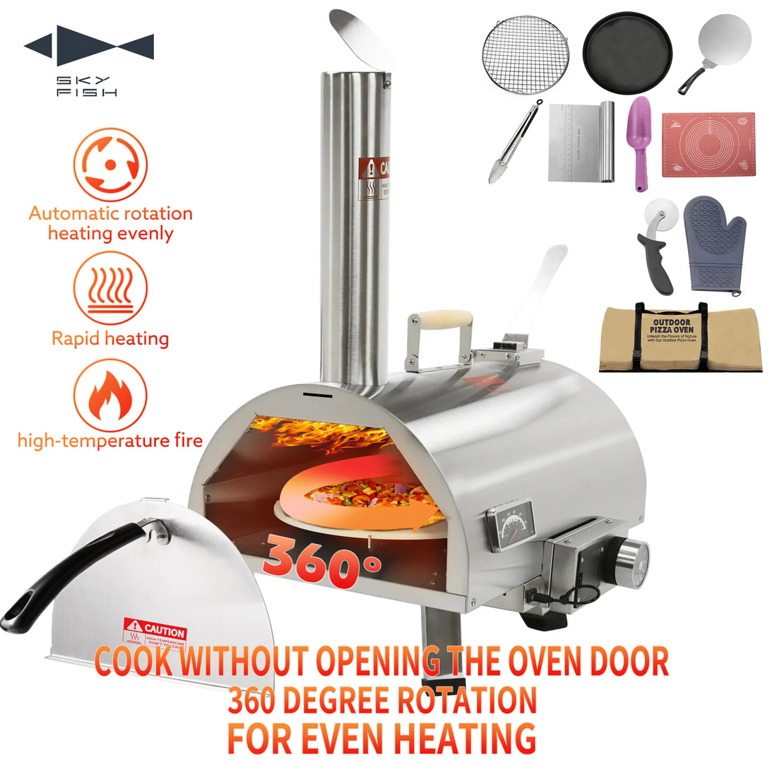 Skycorps Pizza Oven Automatic Rotating Outdoor Pizza Maker Oven