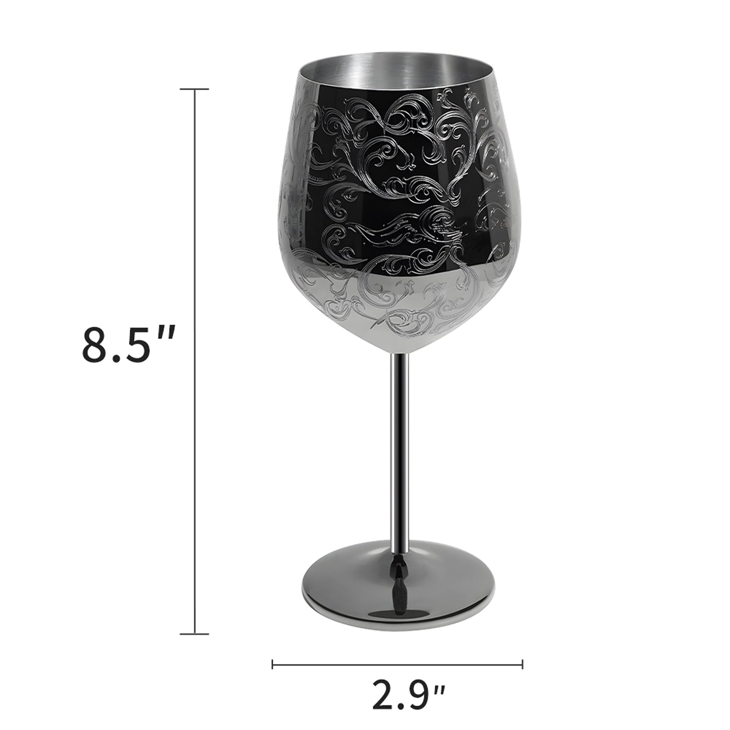 Skycrops Etched Stainless Steel Wine Glasses