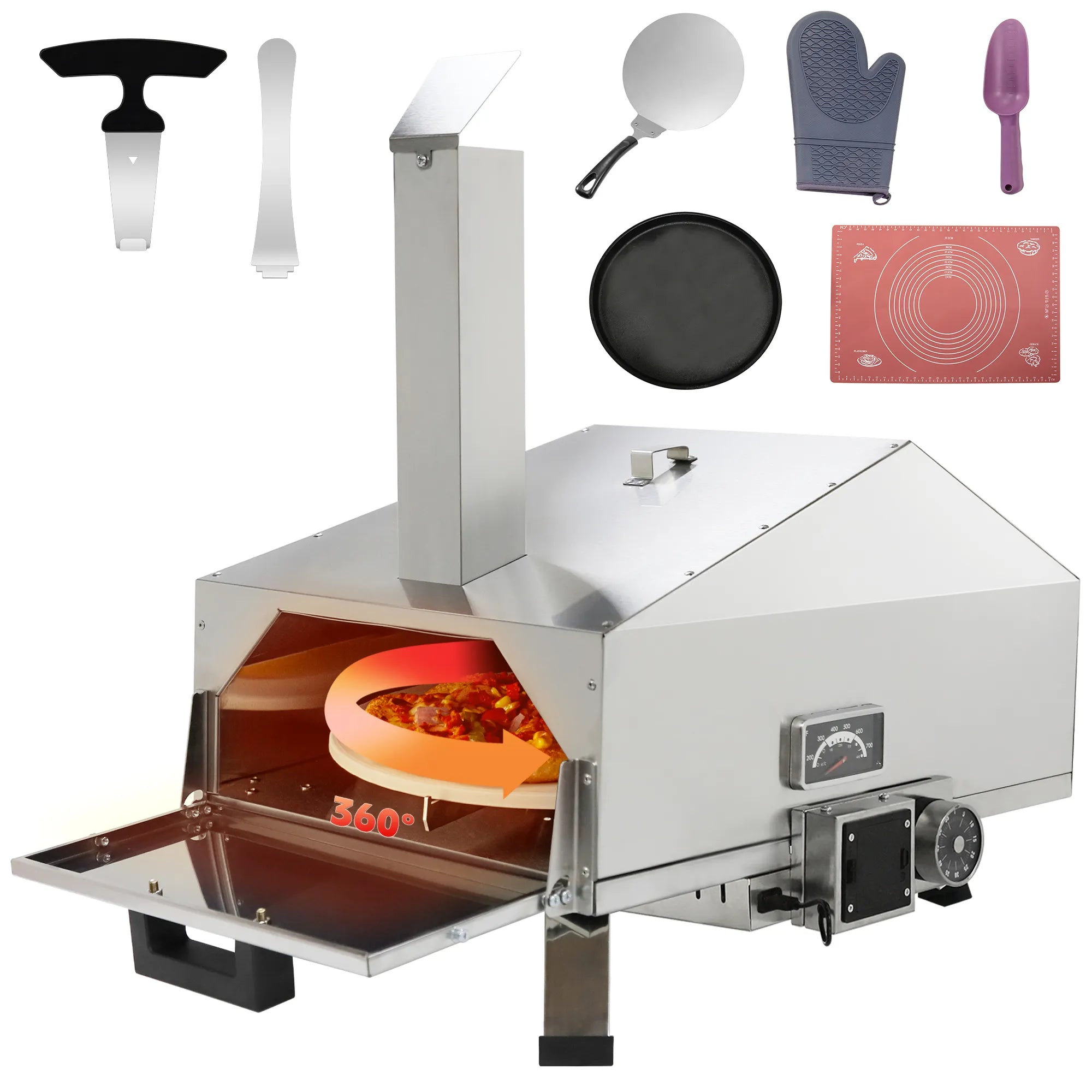 Skycorps Wood Fired Cyber Pizza Oven Silver Stainless Steel Pizza Oven