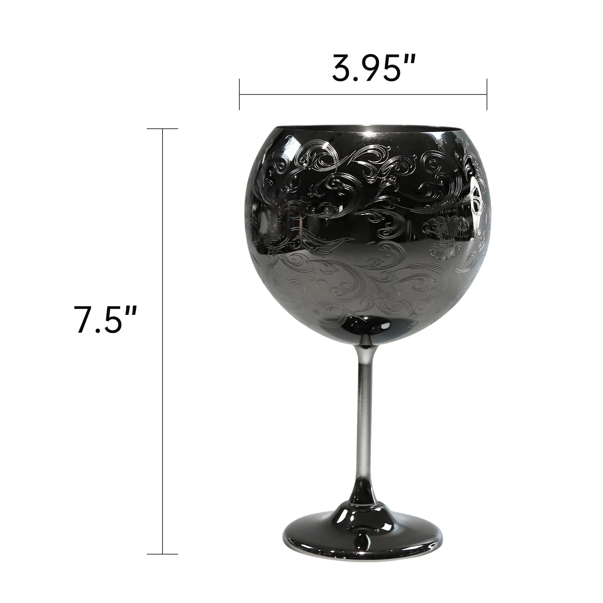 Skycrops Stainless Steel 3D Etched Baroque Spherical Cup