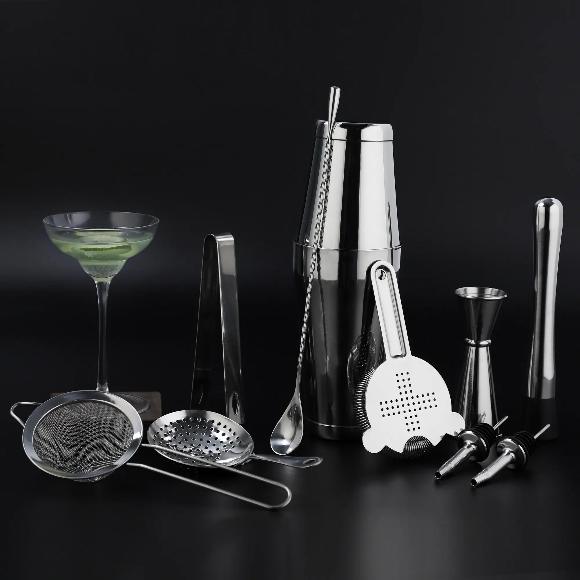 Skycorps Bartender Kit 28oz Mirror Cocktail Shaker Set-11 Pieces Stainless Steel Bar Tools