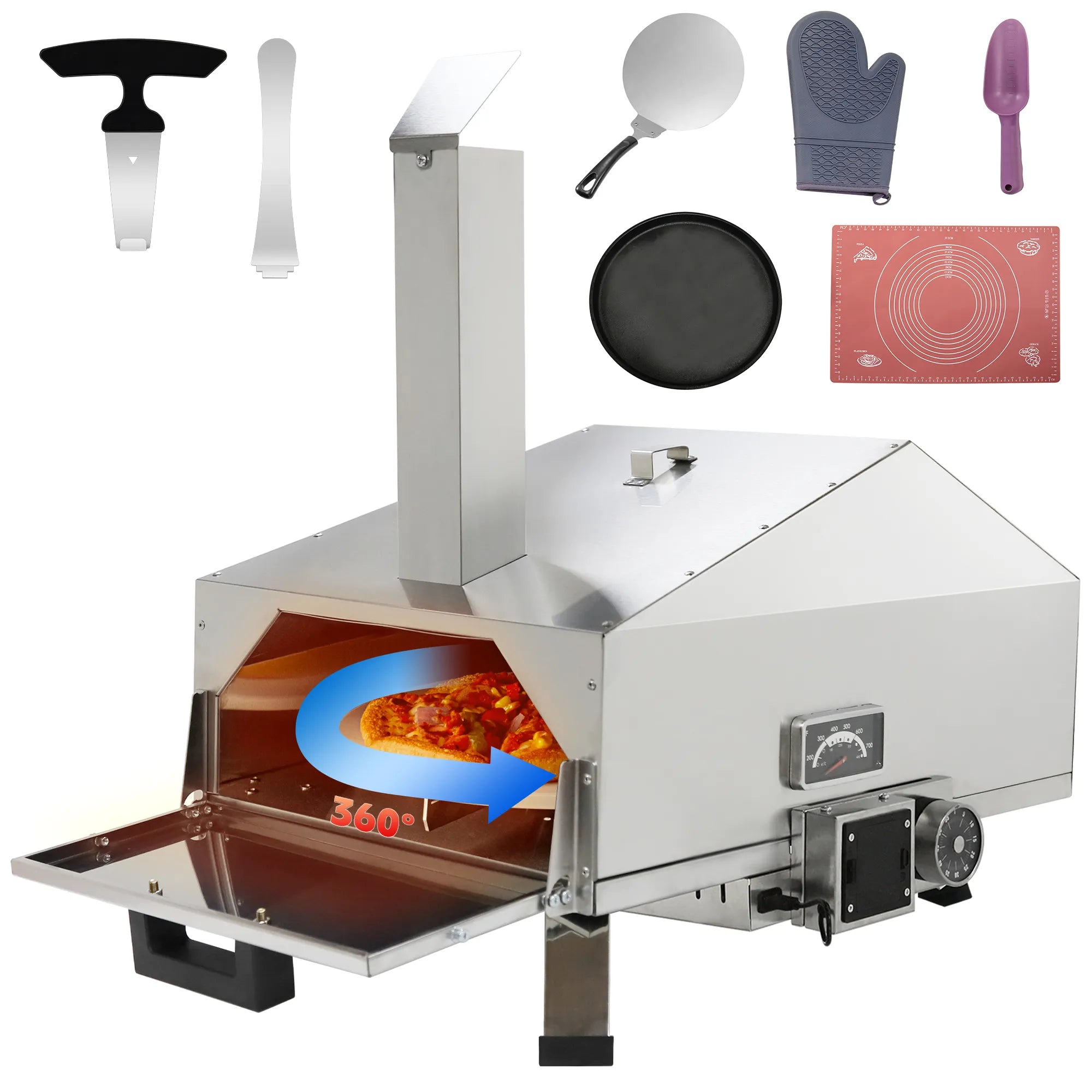 Skycorps Wood Fired Cyber Pizza Oven Silver Stainless Steel Pizza Oven