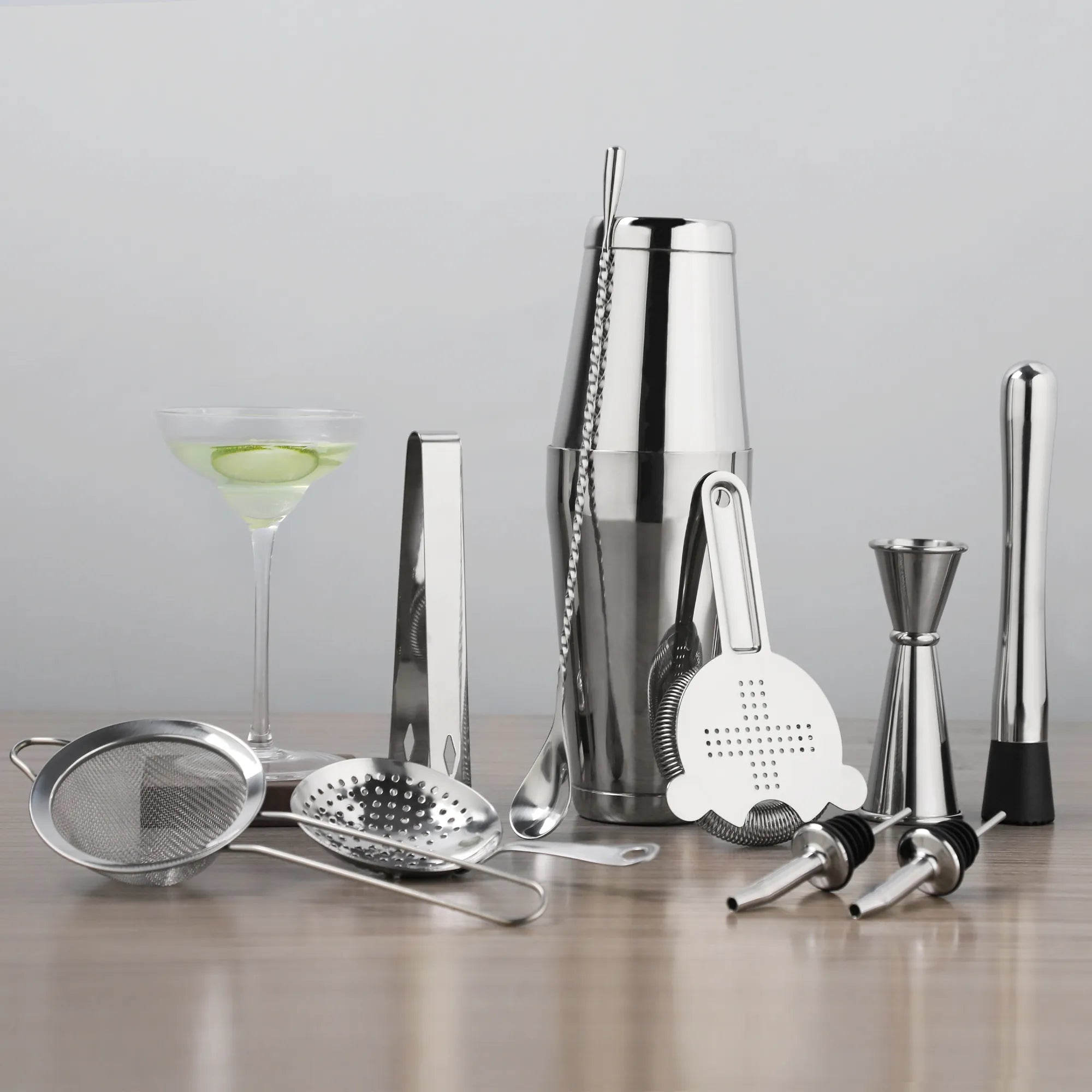 Skycorps Bartender Kit 28oz Mirror Cocktail Shaker Set-11 Pieces Stainless Steel Bar Tools