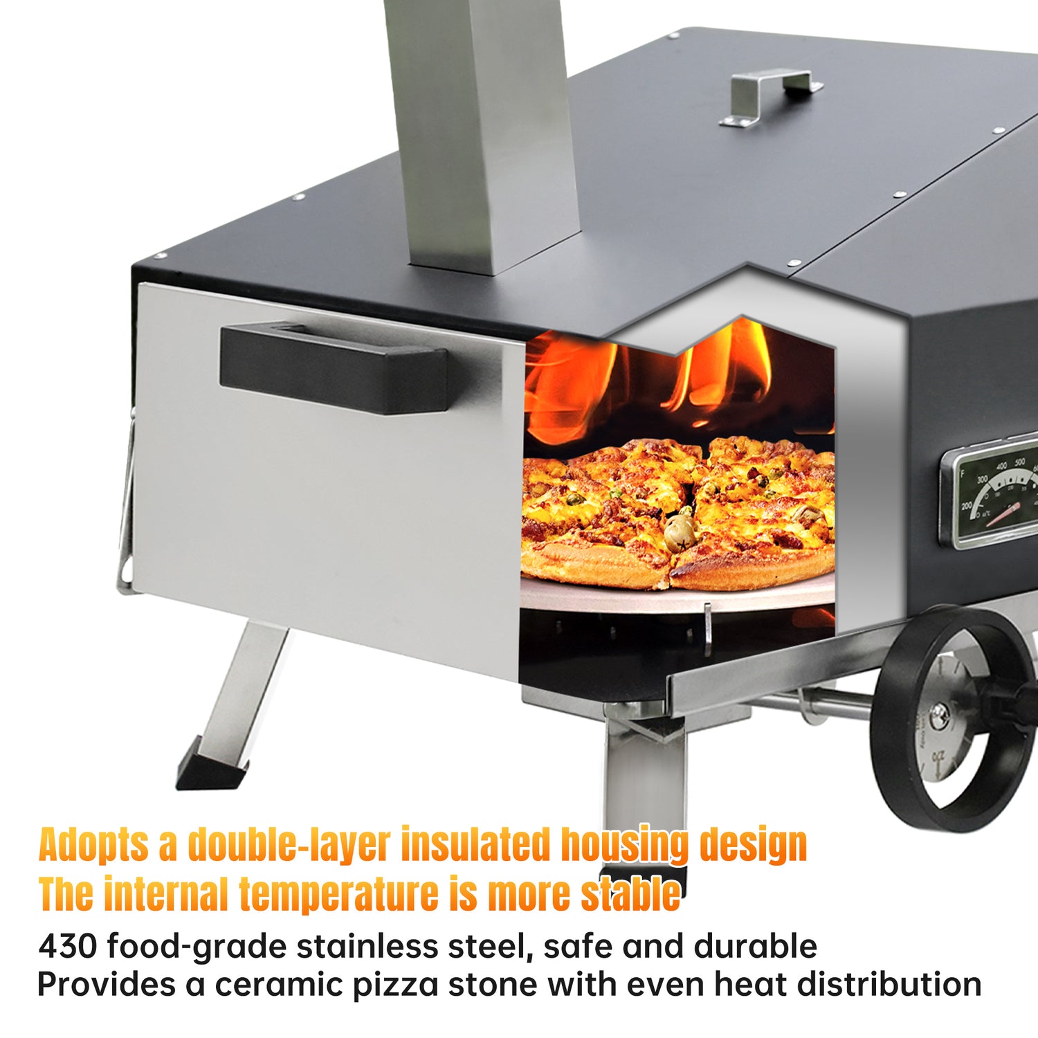 Skycorps Portable Outdoor Cyber Pizza Oven With 12 Inch Pizza Stone