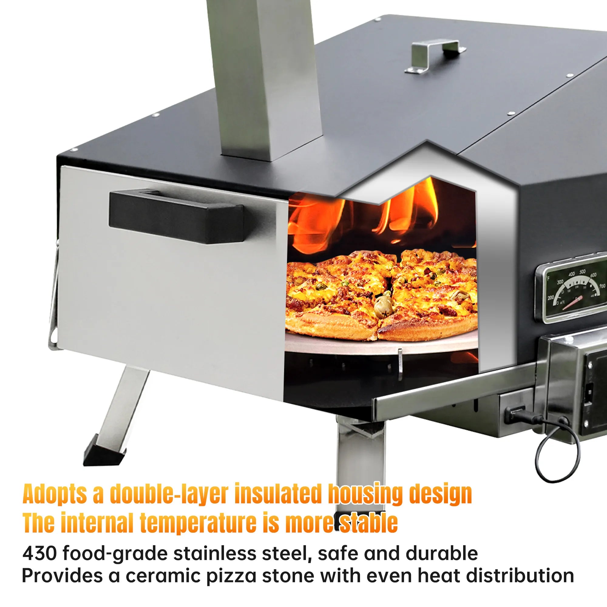 Skycorps Wood Fired Cyber Pizza Oven Silver Stainless Steel Pizza Oven