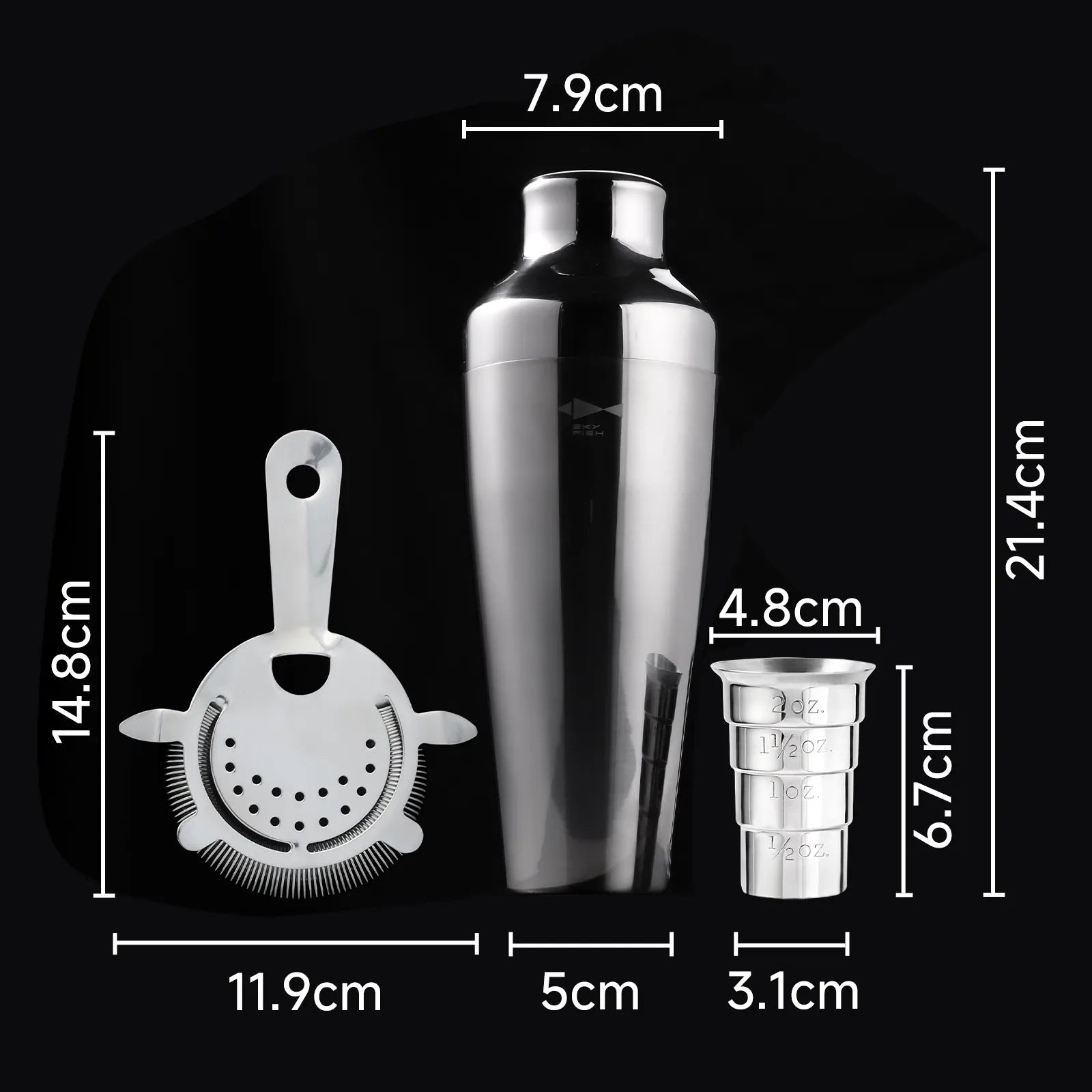 Barware Set 3-Piece Stainless Steel Bartender Kit