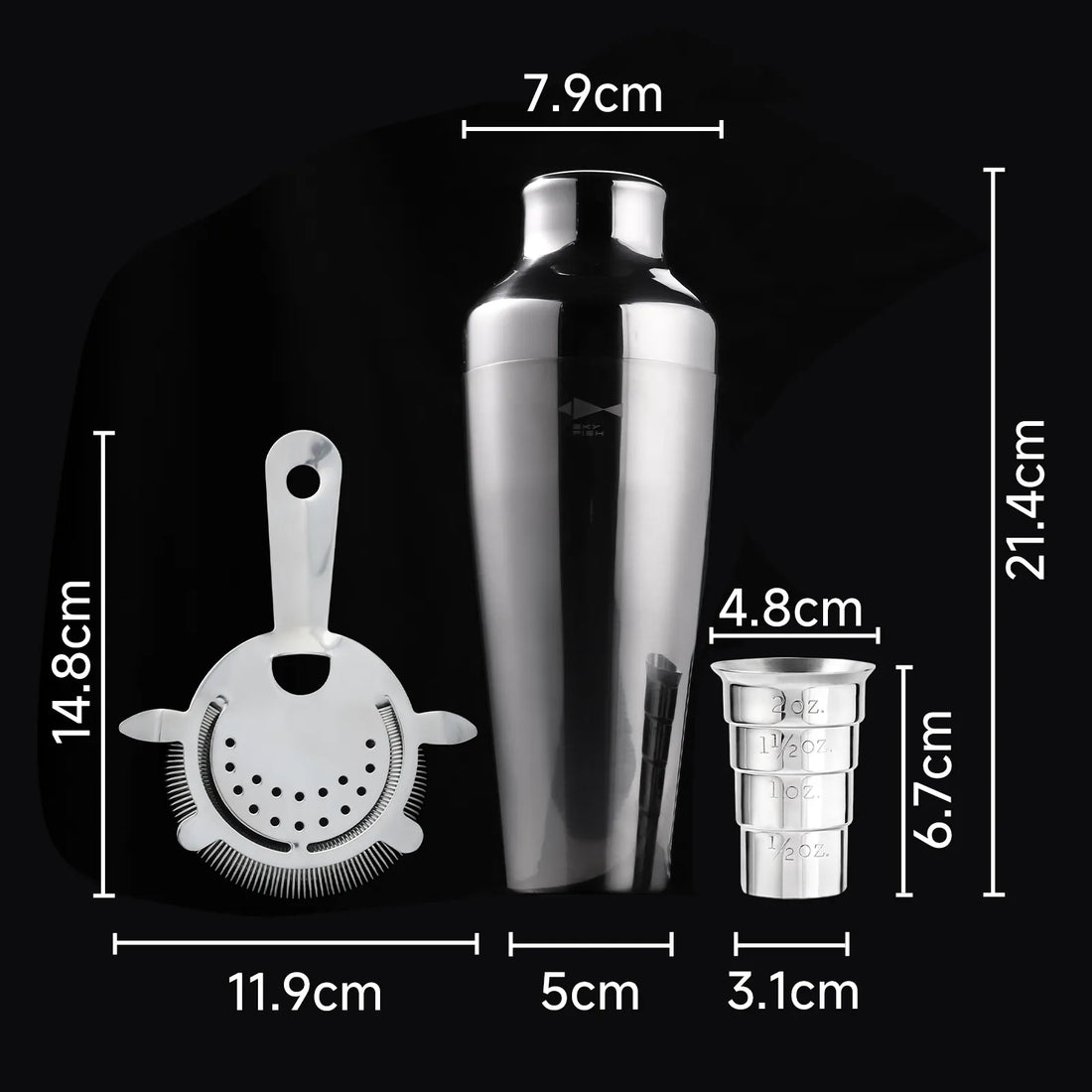Barware Set 3-Piece Stainless Steel Bartender Kit