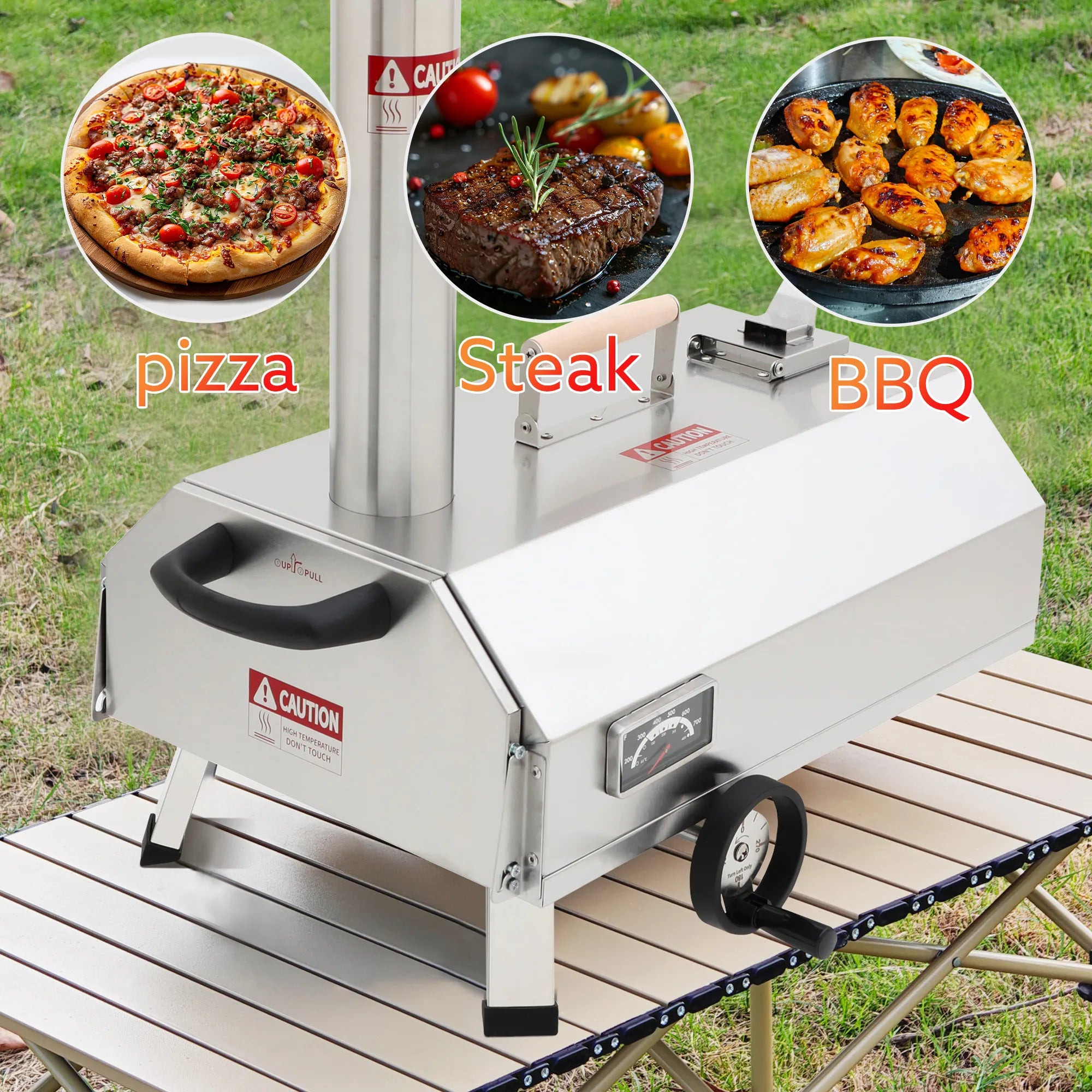 Skycorps Trapezoidal 360 Degree Manual Rotating Outdoor Pizza Oven Matte Black