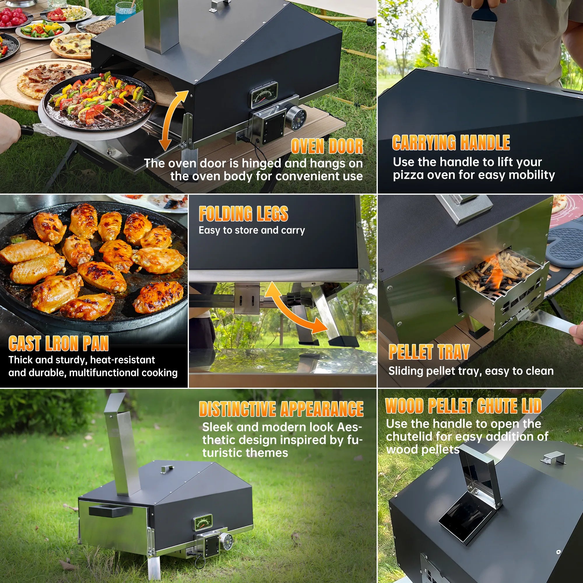 Skycorps Wood Fired Cyber Pizza Oven Silver Stainless Steel Pizza Oven