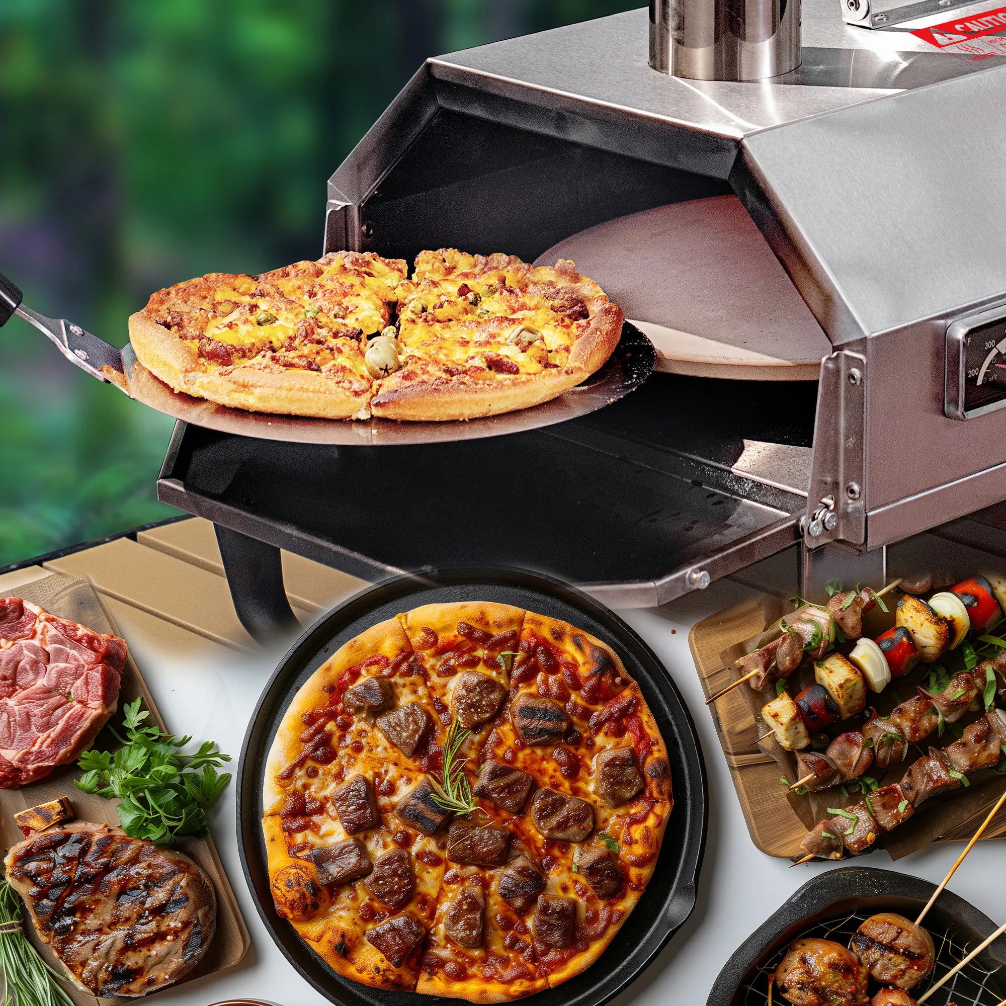 Skycorps Trapezoidal 360 Degree Manual Rotating Outdoor Pizza Oven Matte Black
