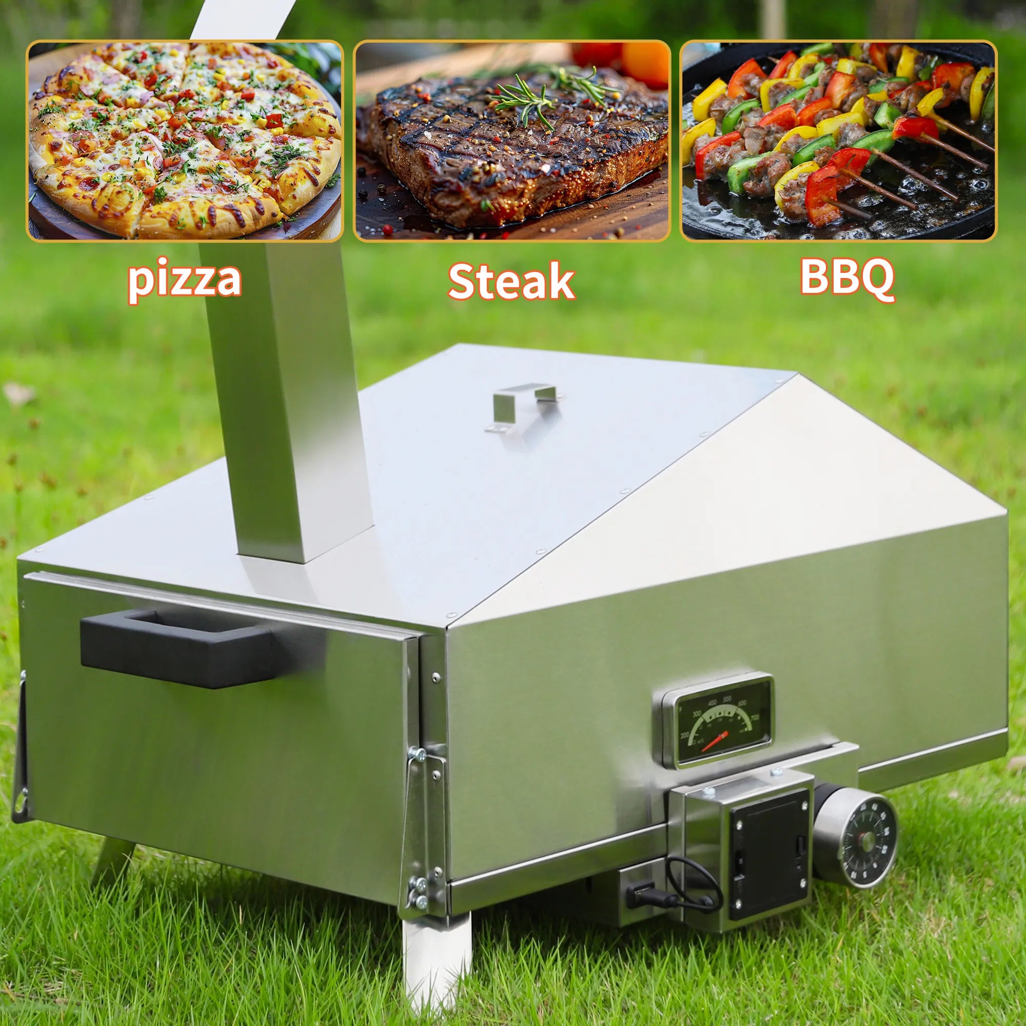 Skycorps Wood Fired Cyber Pizza Oven Silver Stainless Steel Pizza Oven