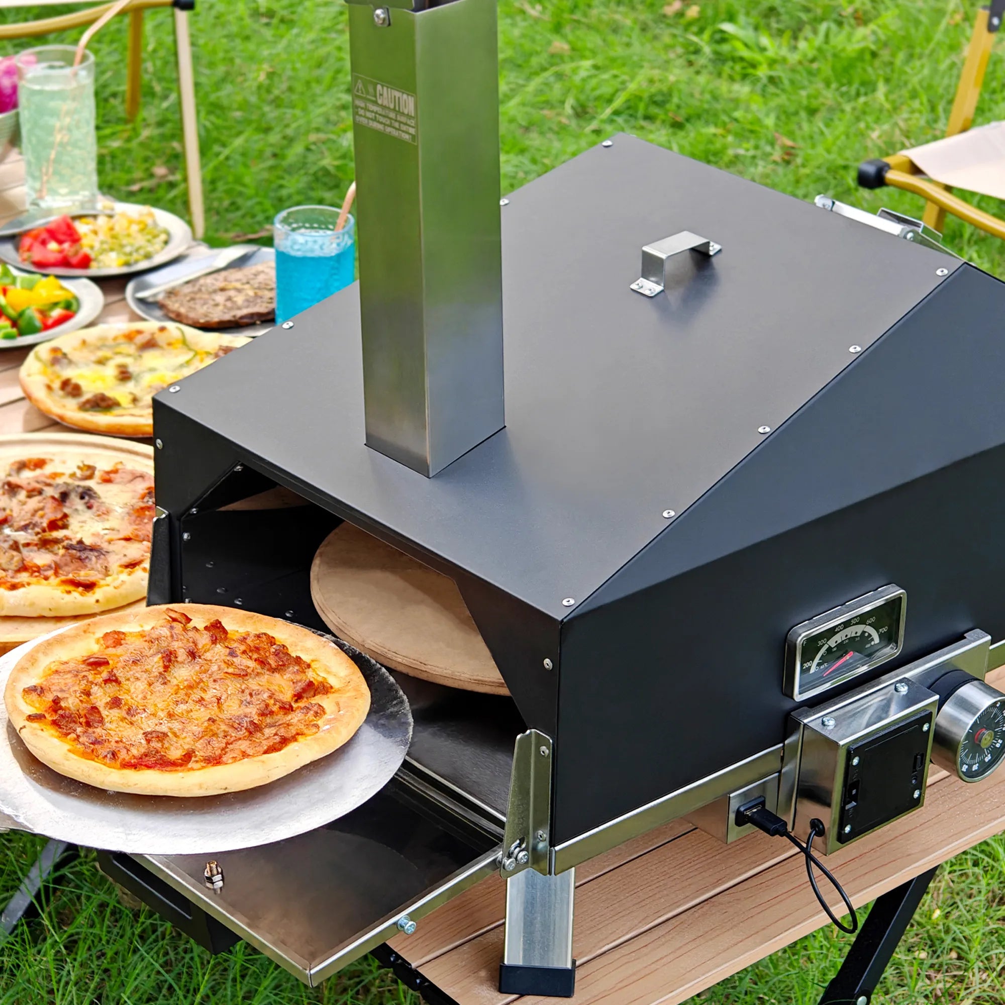 Skycorps Wood Fired Cyber Pizza Oven Silver Stainless Steel Pizza Oven