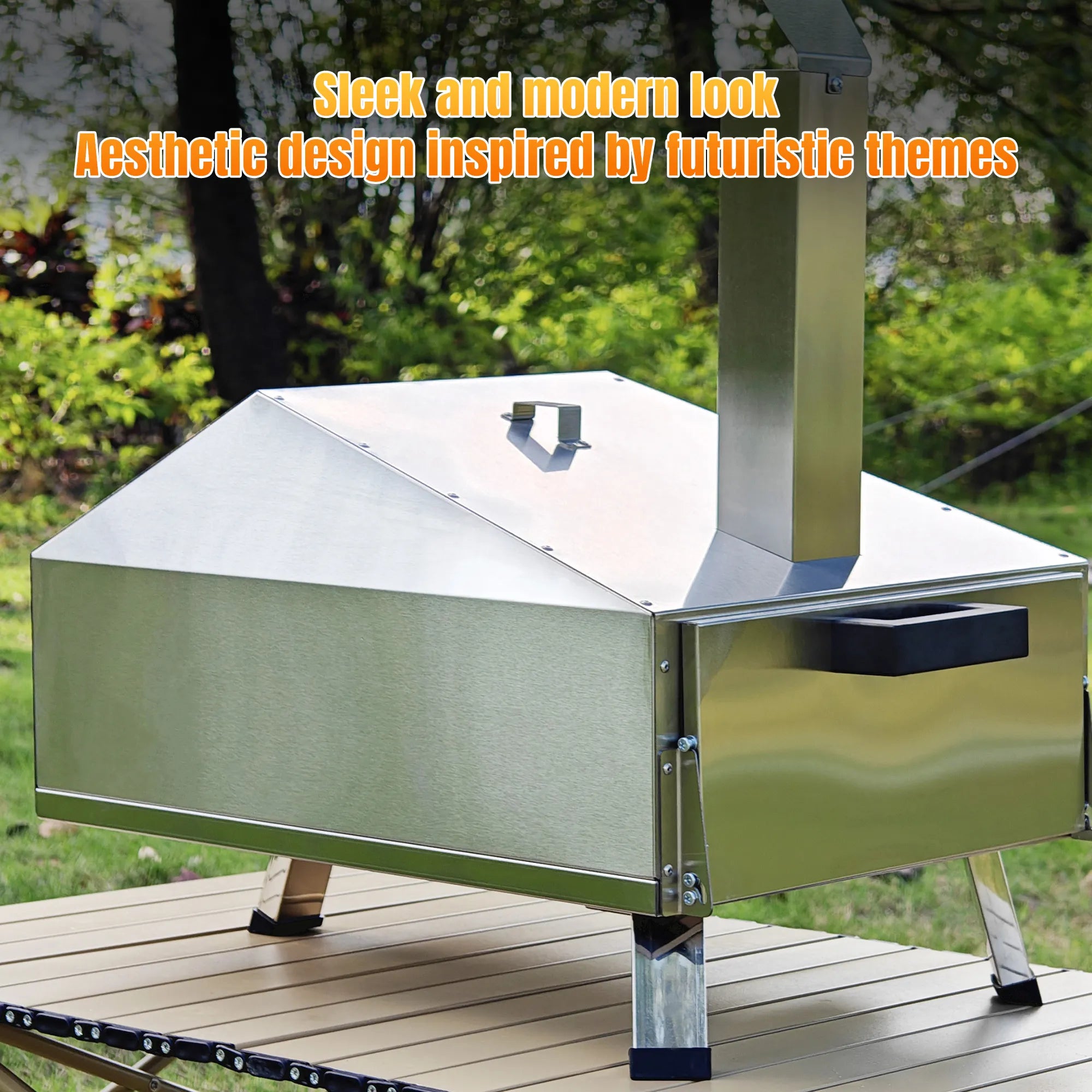 Skycorps Wood Fired Cyber Pizza Oven Silver Stainless Steel Pizza Oven
