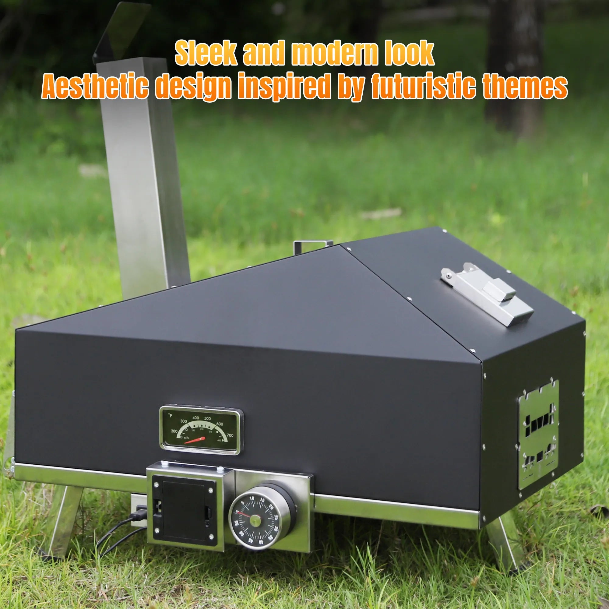 Skycorps Wood Fired Cyber Pizza Oven Silver Stainless Steel Pizza Oven