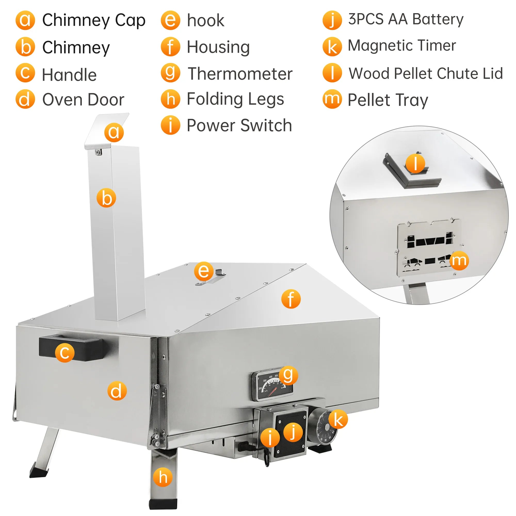 Skycorps Wood Fired Cyber Pizza Oven Silver Stainless Steel Pizza Oven