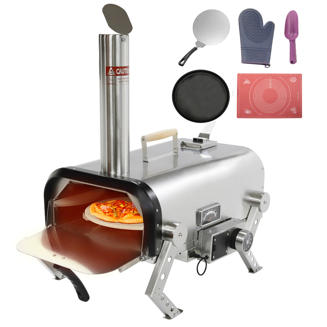 Skycorps Robot Dog Silver Portable Pizza Oven Wood Pellet Outdoor 12 Inch Pizza Oven