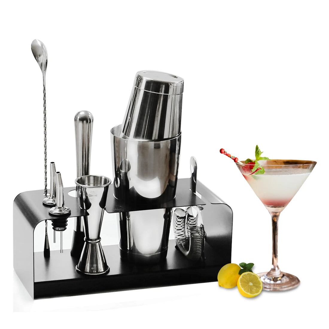 Skycorps 28oz Barware Set 8-Pieces Mirror Stainless Steel Bartender Kit