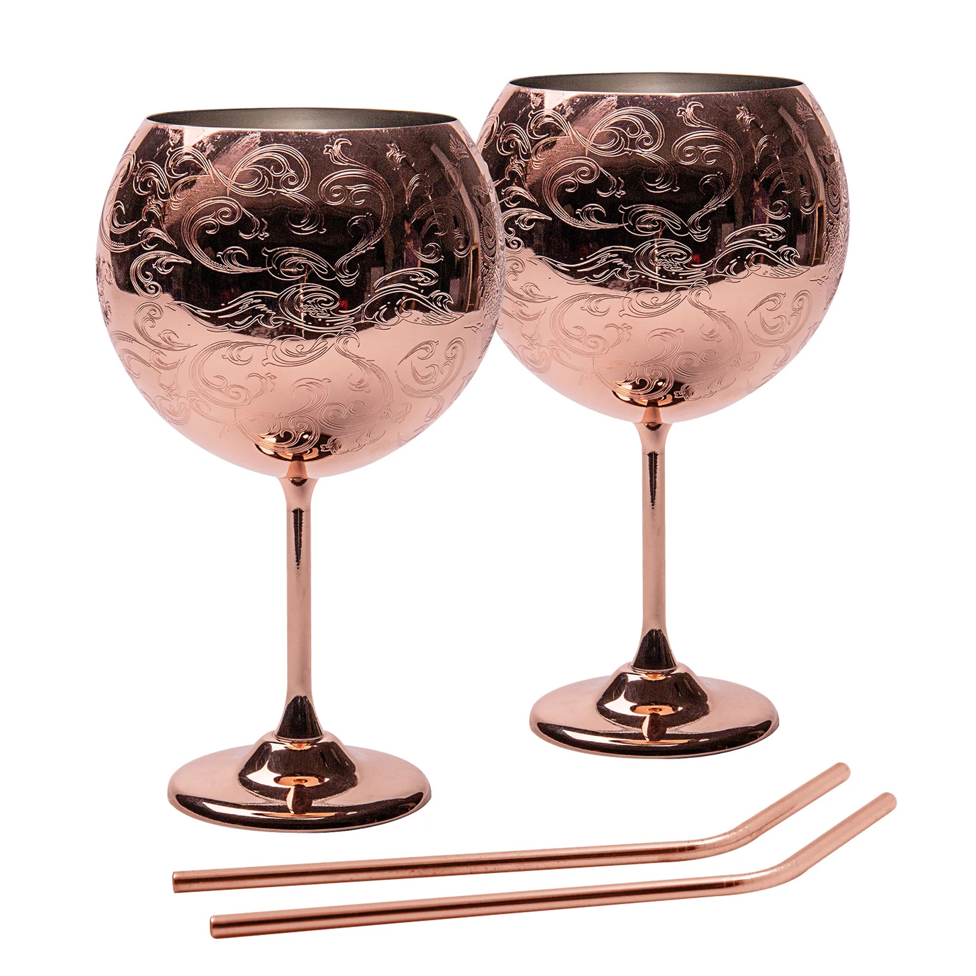 Skycrops Stainless Steel 3D Etched Baroque Spherical Cup