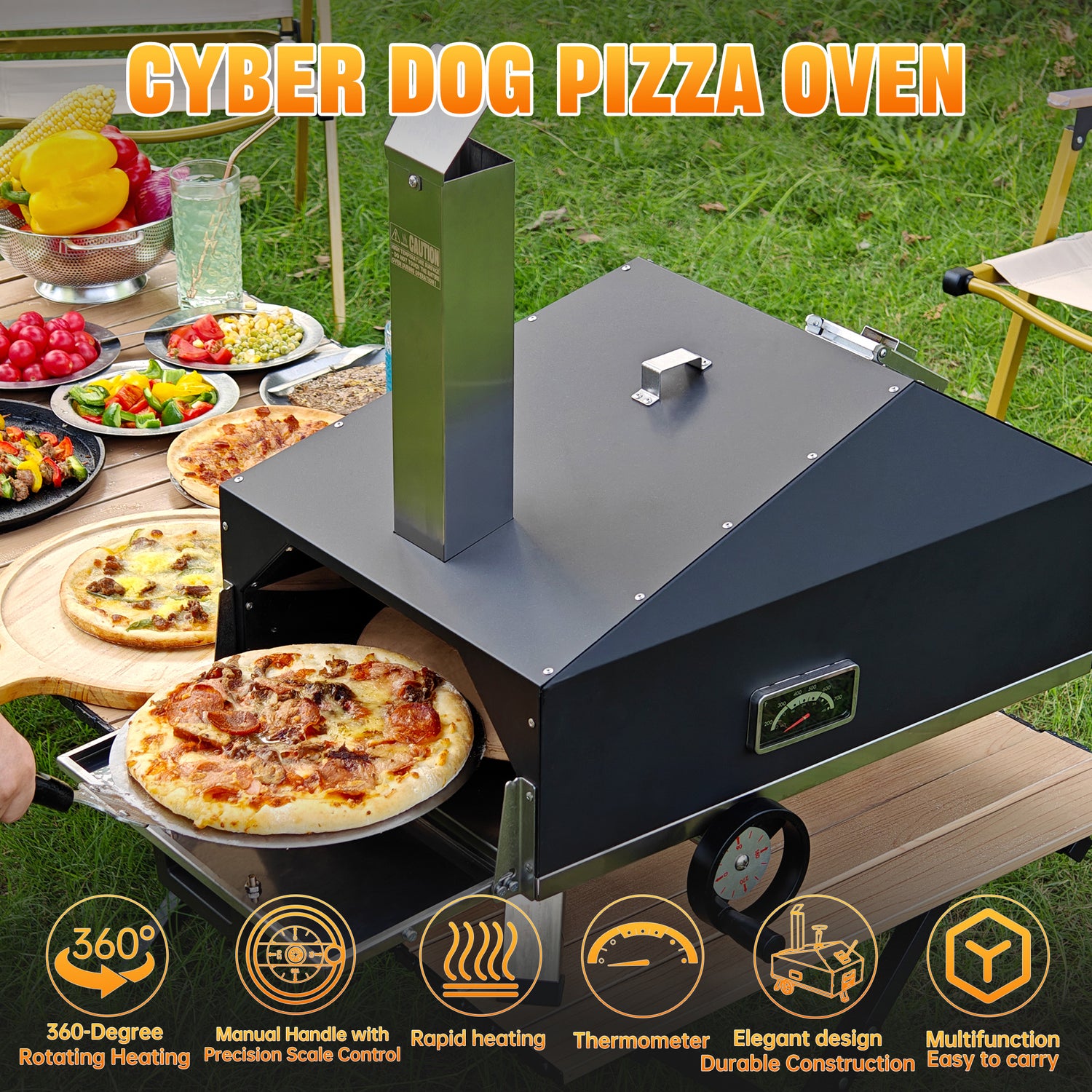 Skycorps Portable Outdoor Cyber Pizza Oven With 12 Inch Pizza Stone