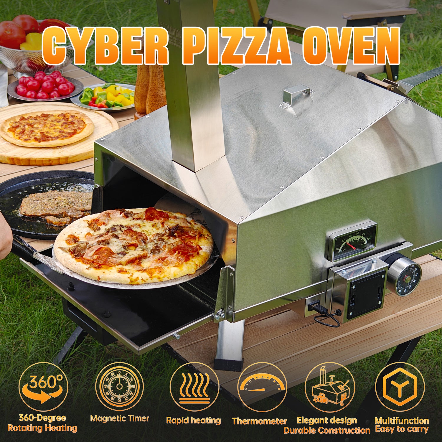 Skycorps 12 Inch Pizza Oven Wood Pellet Burning Outdoor Pizza Oven