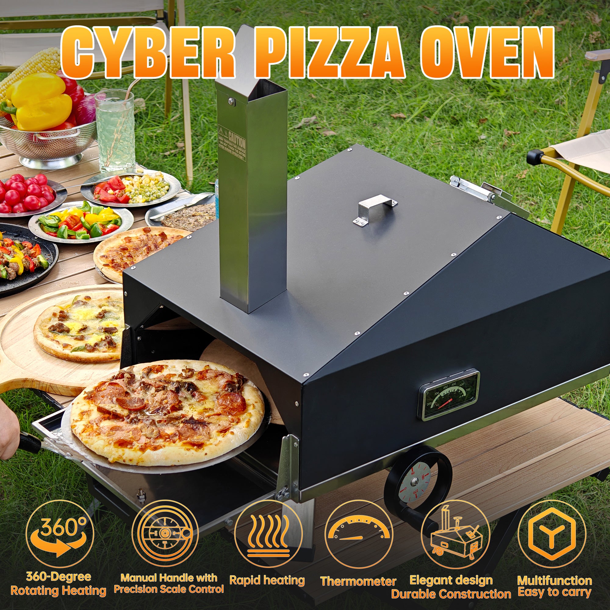 Skycorps Portable Outdoor Cyber Pizza Oven With 12 Inch Pizza Stone