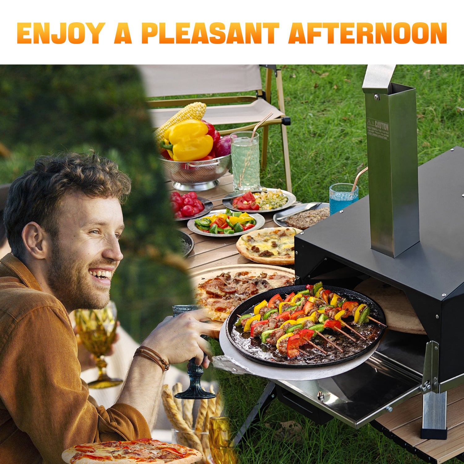 Skycorps Automatic Rotating Pizza Oven Wood Pellet Burning Backyard Camping Outdoor Pizza Oven