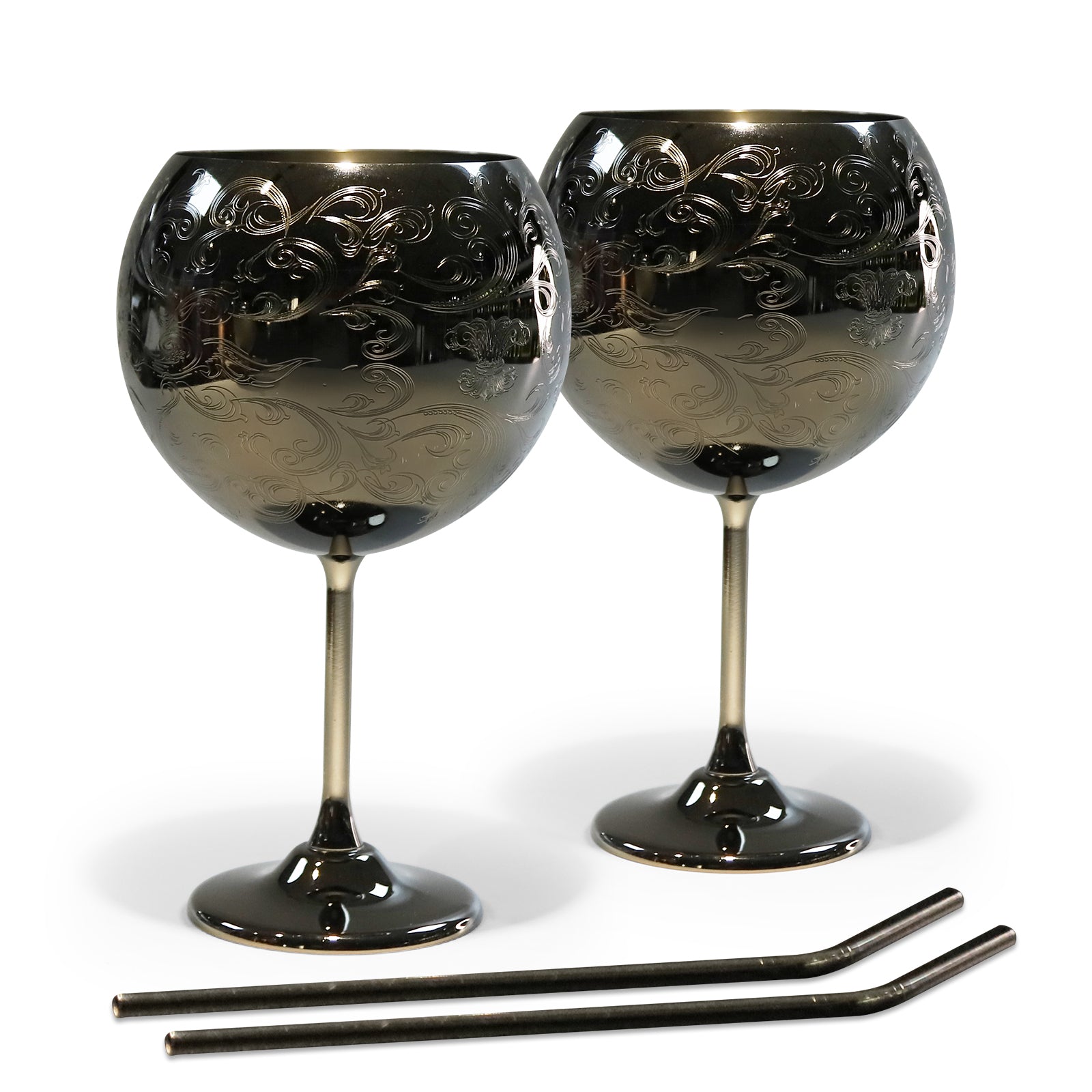 Skycrops Stainless Steel 3D Etched Baroque Spherical Cup