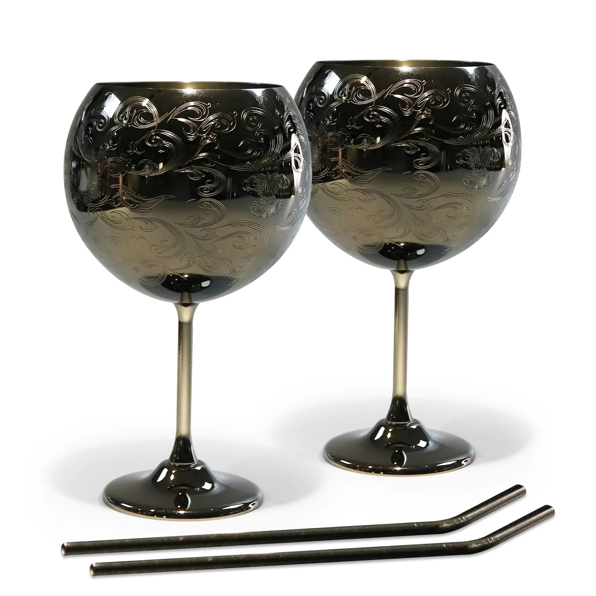 Skycrops Stainless Steel 3D Etched Baroque Spherical Cup