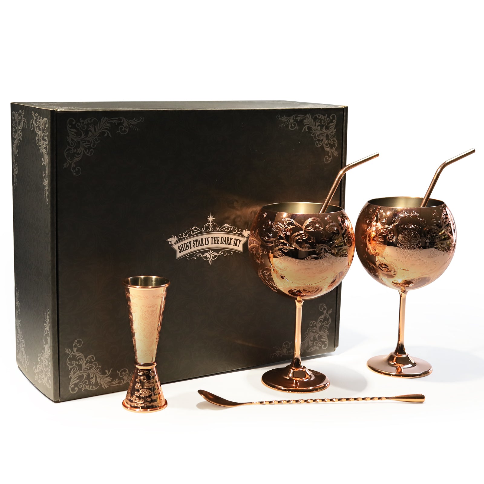 Skycrops Stainless Steel 3D Etched Baroque Spherical Cup