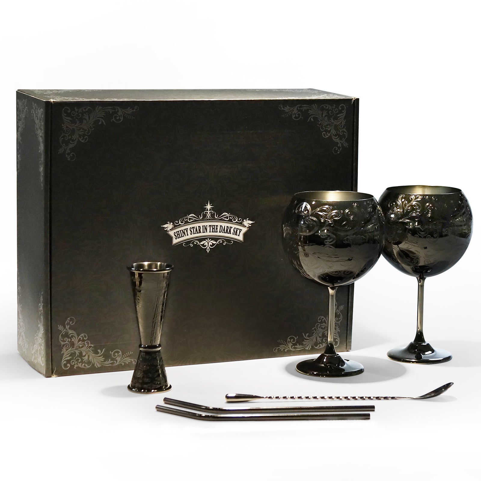 Skycrops Stainless Steel 3D Etched Baroque Spherical Cup