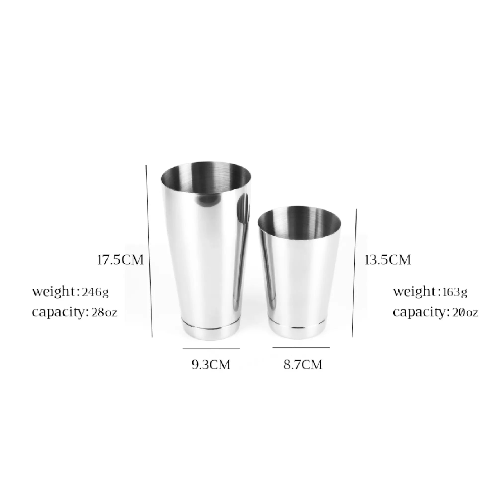Skycorps 28oz Barware Set 8-Pieces Mirror Stainless Steel Bartender Kit