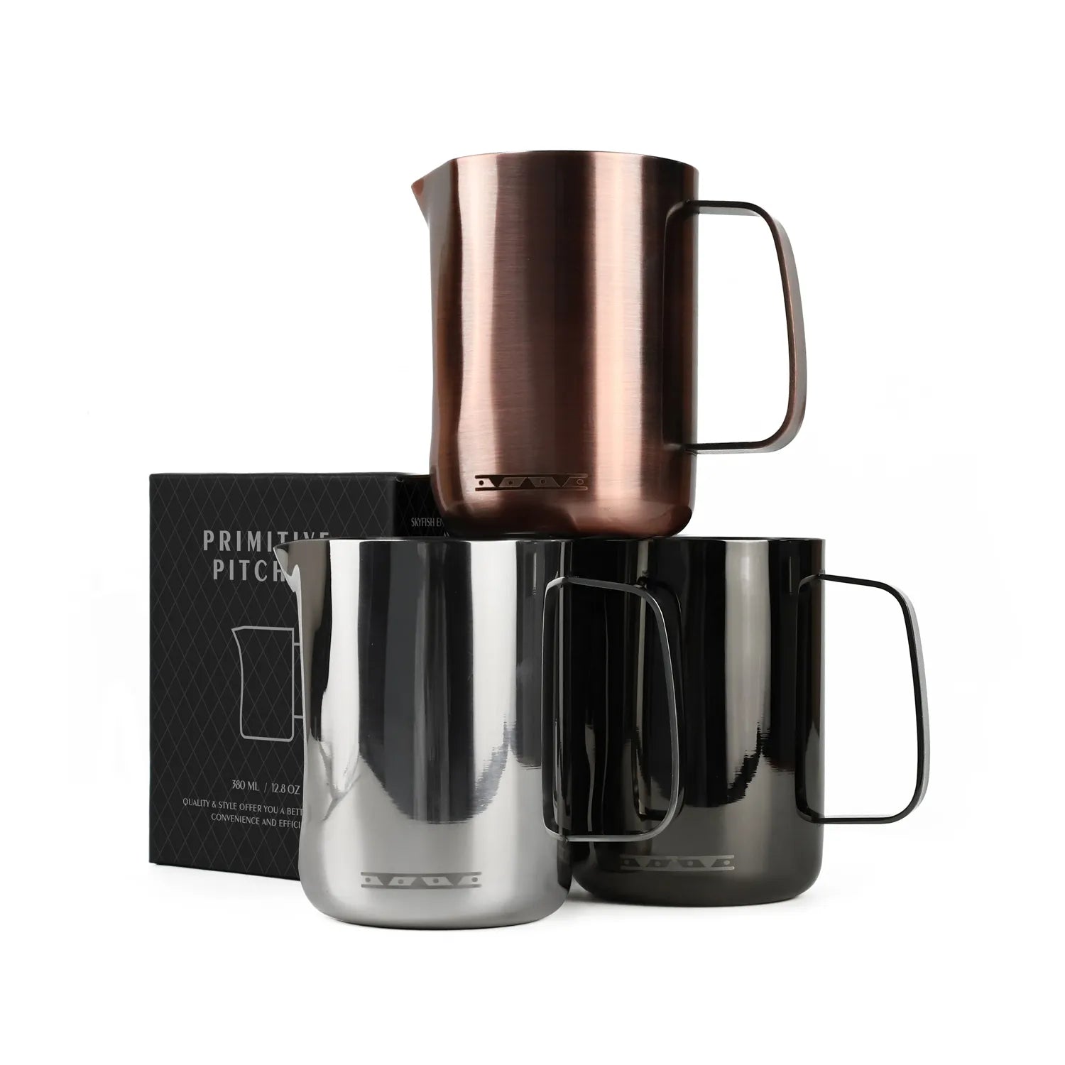 Skycrops 12oz Milk Frothing Pitcher Stainless Steel Milk Frother Cup Steaming Cappuccino Espresso Machine Accessories Barista Tools