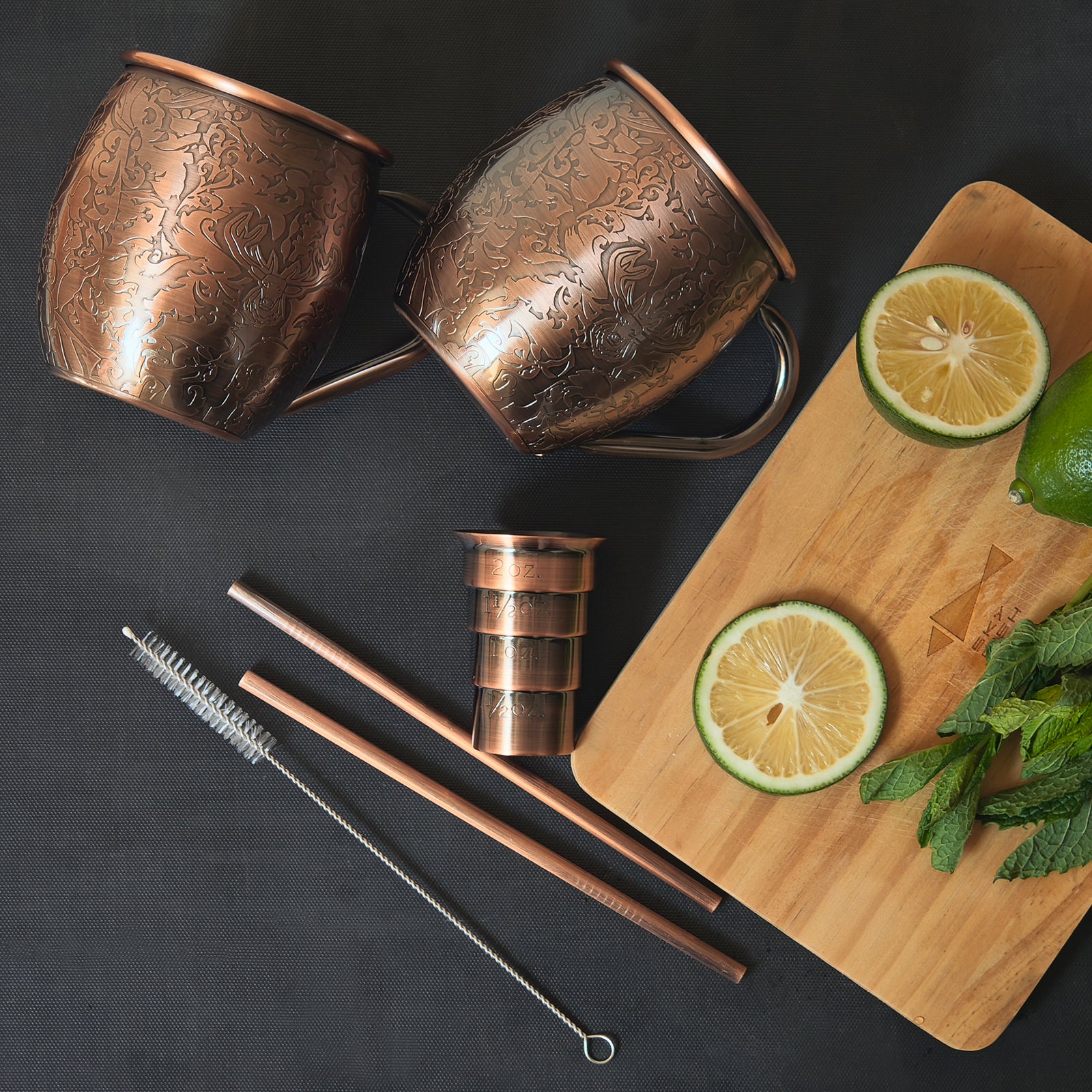 Tazas de café de acero inoxidable con forma de taza de cobre grabada Skycorps