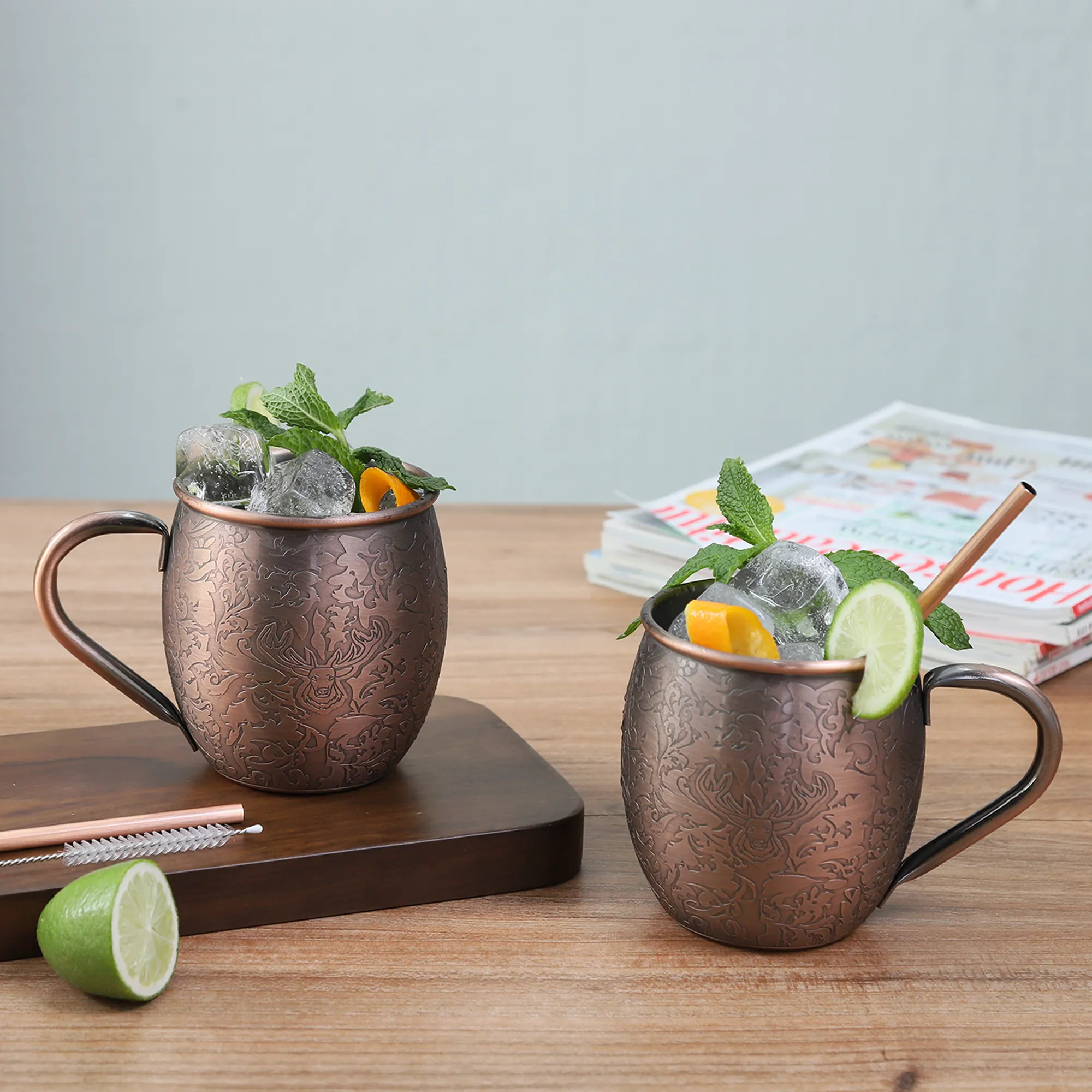 Tasses à café en acier inoxydable avec tasse en cuivre gravé Skycorps