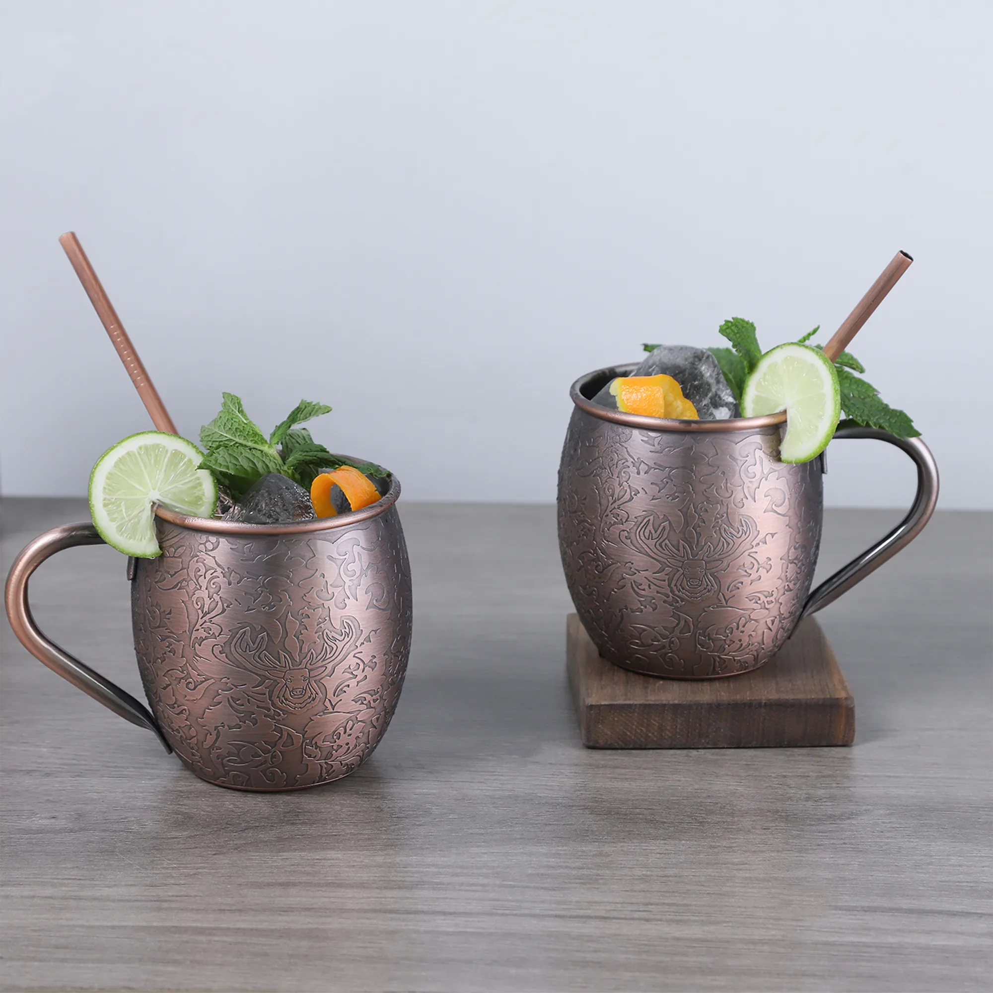 Tasses à café en acier inoxydable avec tasse en cuivre gravé Skycorps