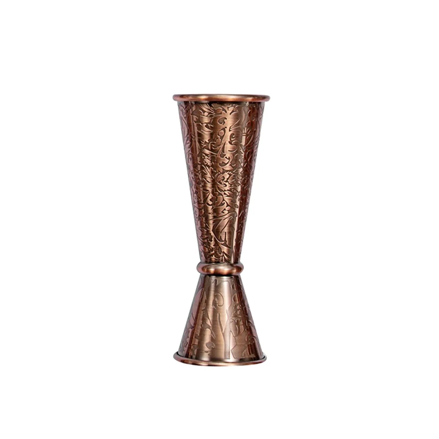 Copper embossed vase on a white background