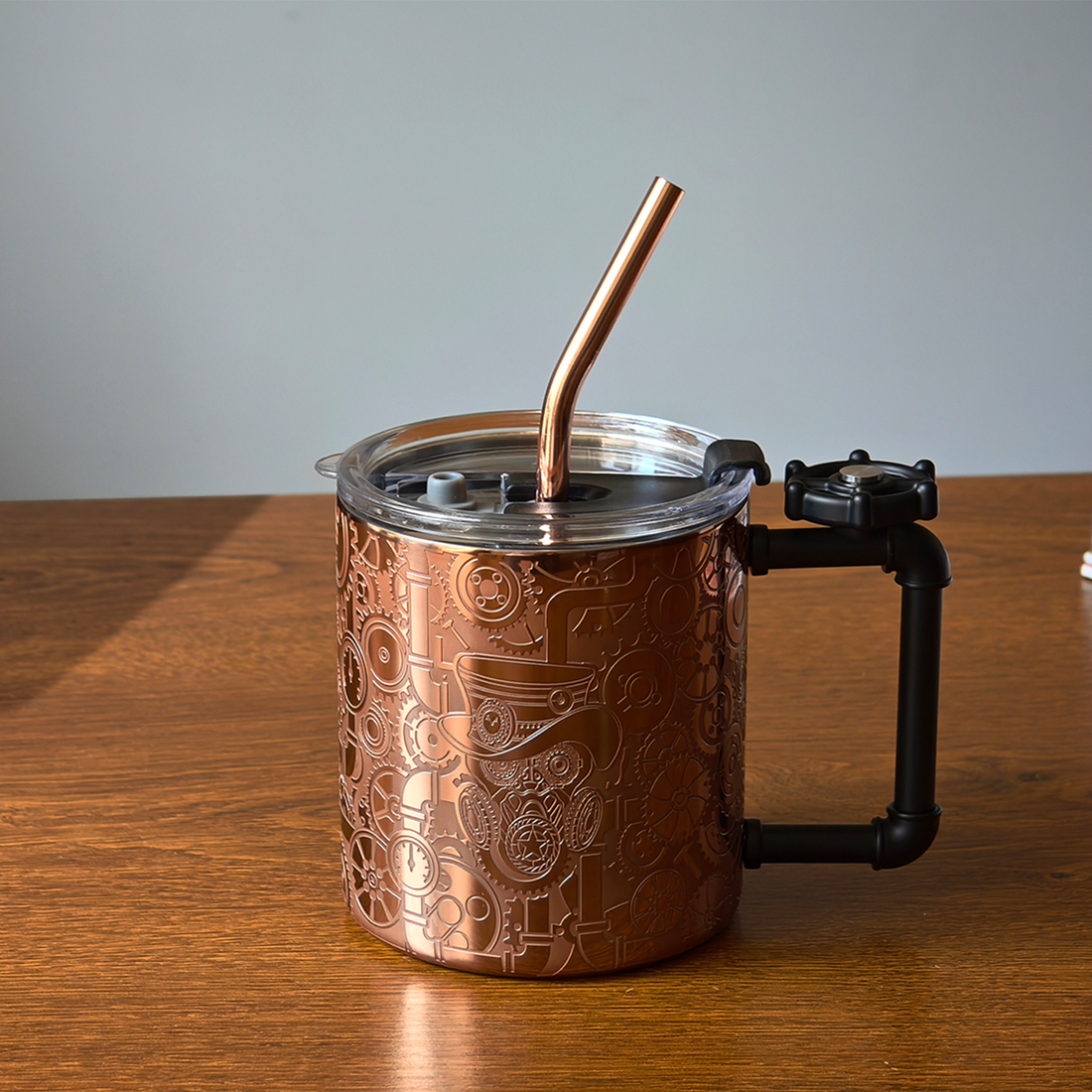 Tazas de café de acero inoxidable con forma de taza de cobre grabada Skycorps