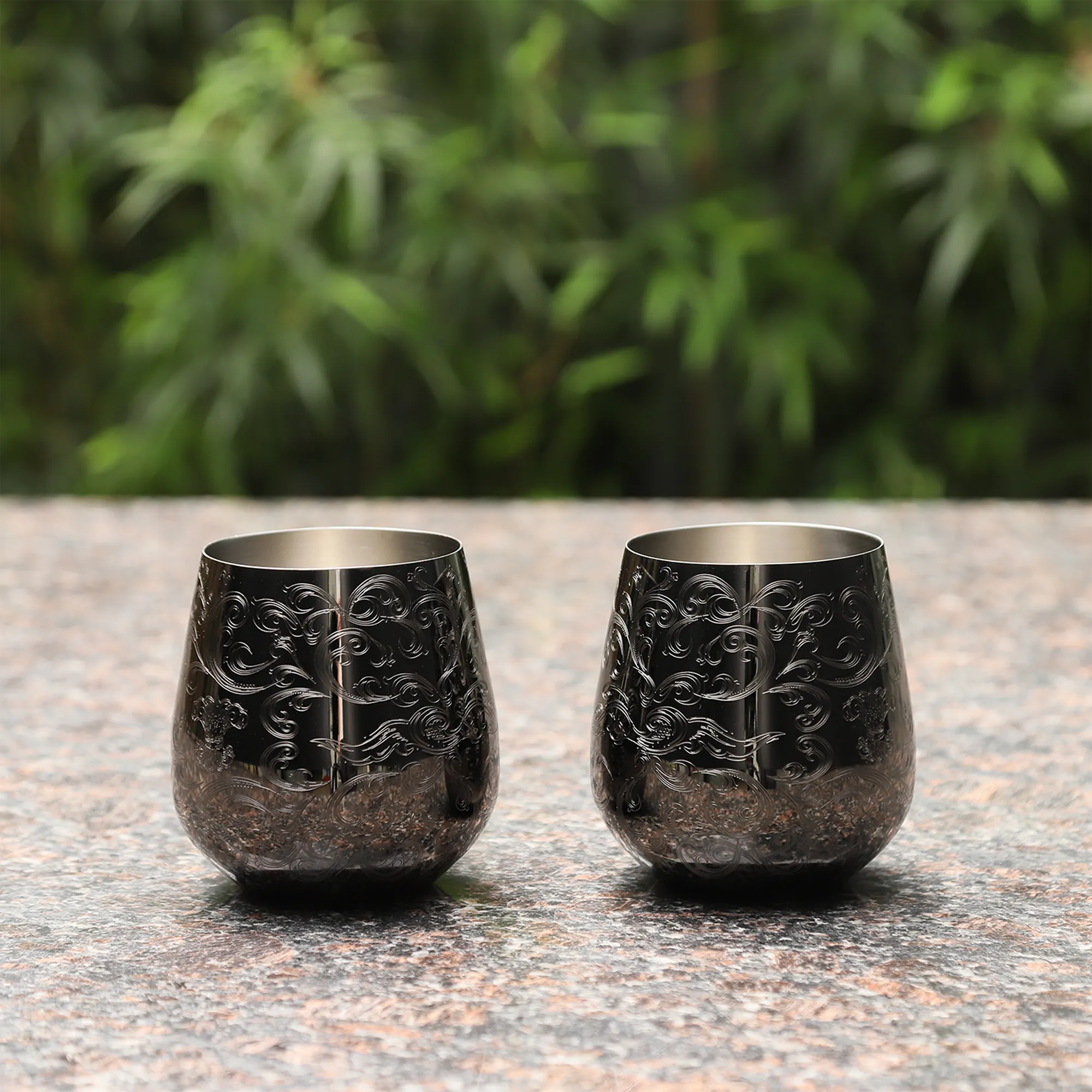 Tazas de café de acero inoxidable con forma de taza de cobre grabada Skycorps